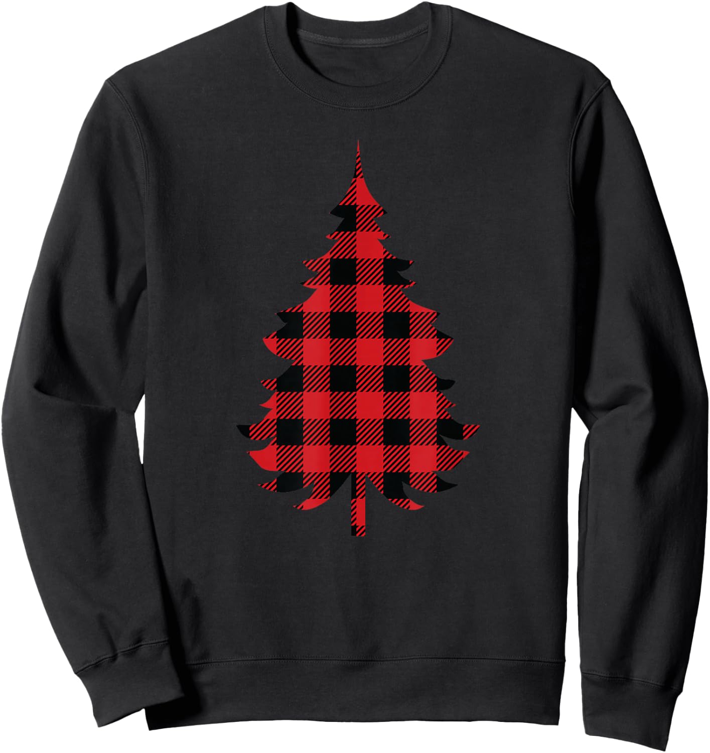 Red Buffalo Plaid Christmas Tree Matching Christmas Sweatshirt - Sweatshirt | Black
