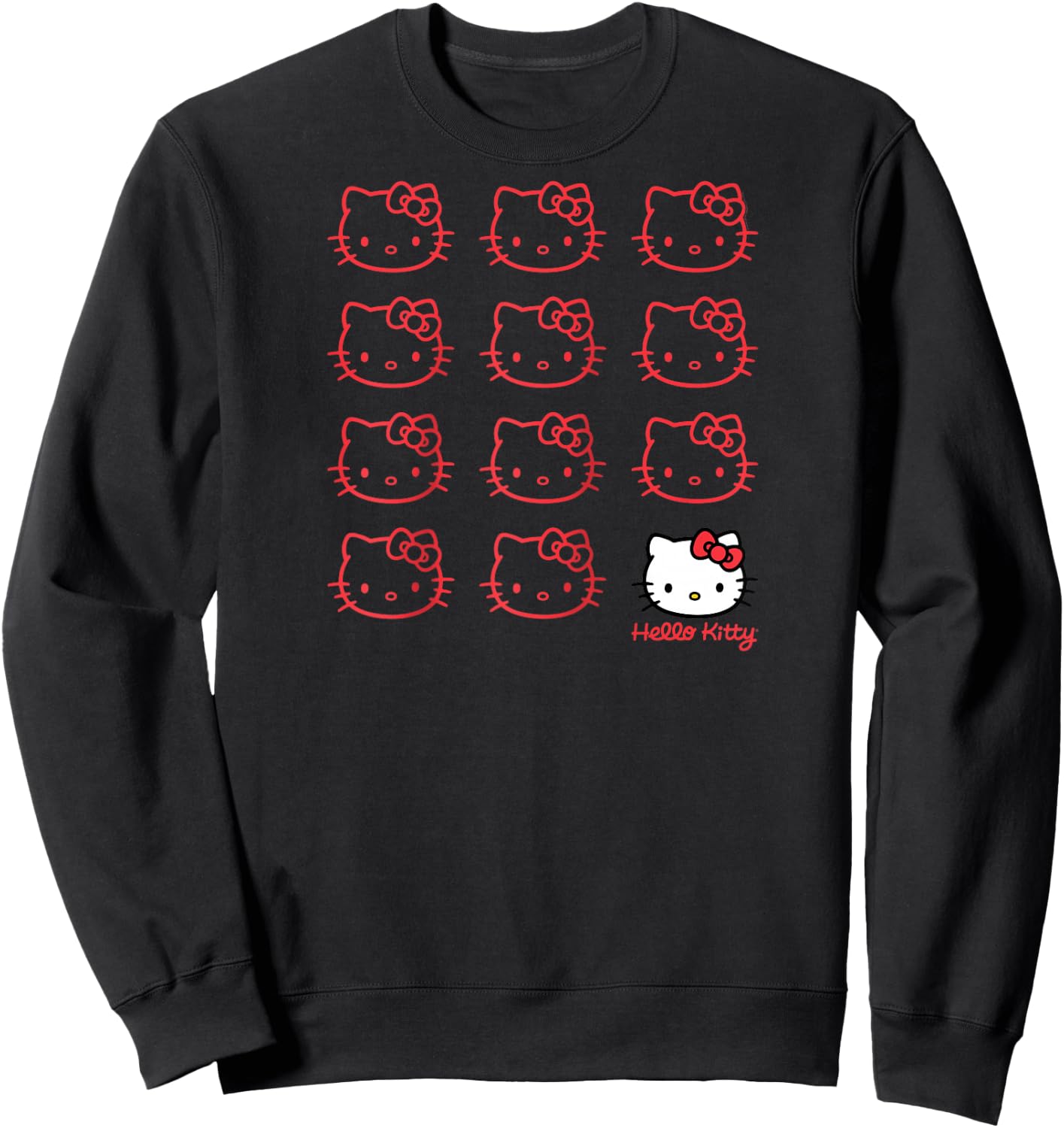 Hello Kitty Real Raglan Baseball Sweatshirt - Sweatshirt | Black