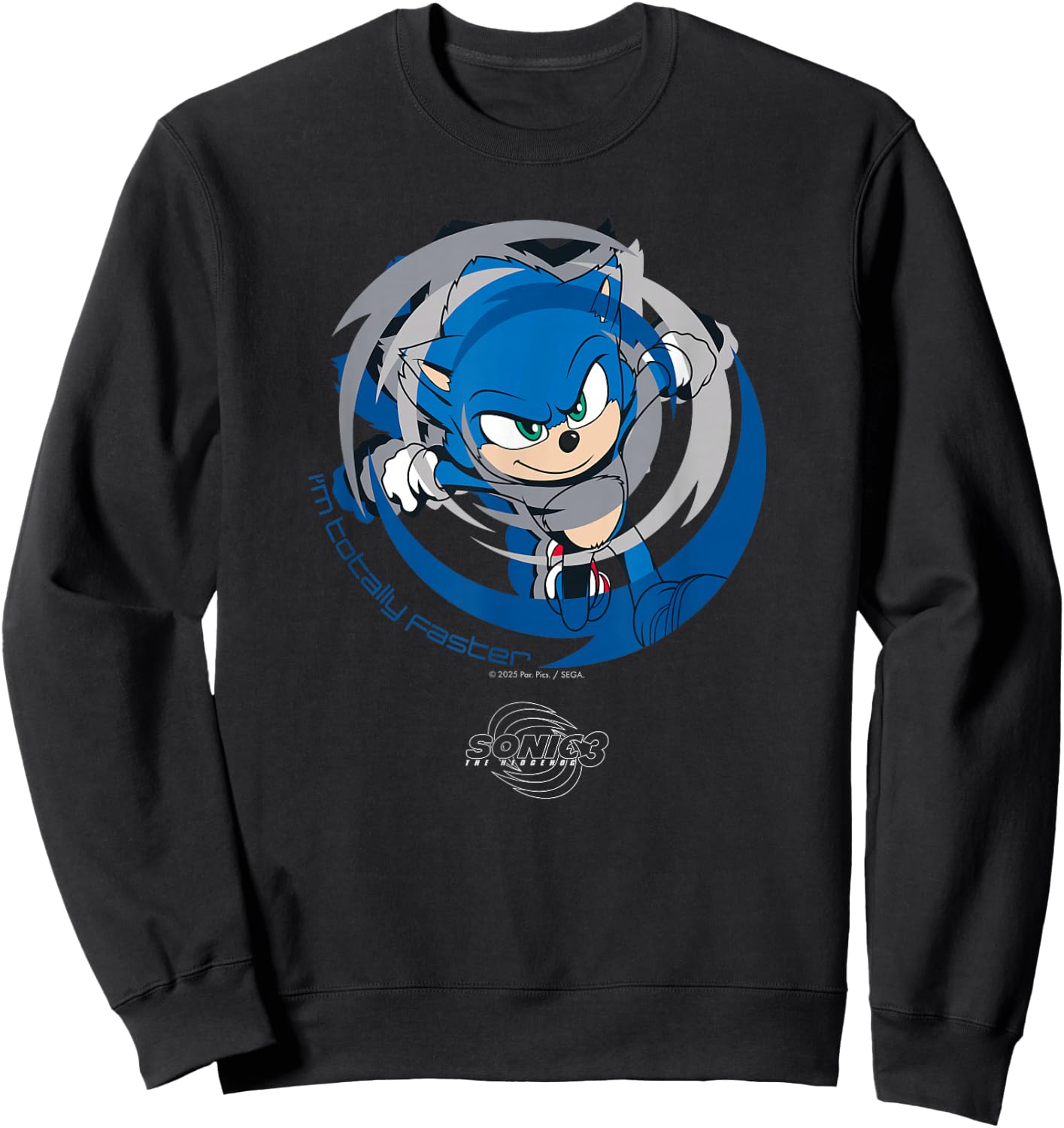 Sonic The Hedgehog 3 - Sonic I'm Totally Faster Sweatshirt - Sweatshirt | Black