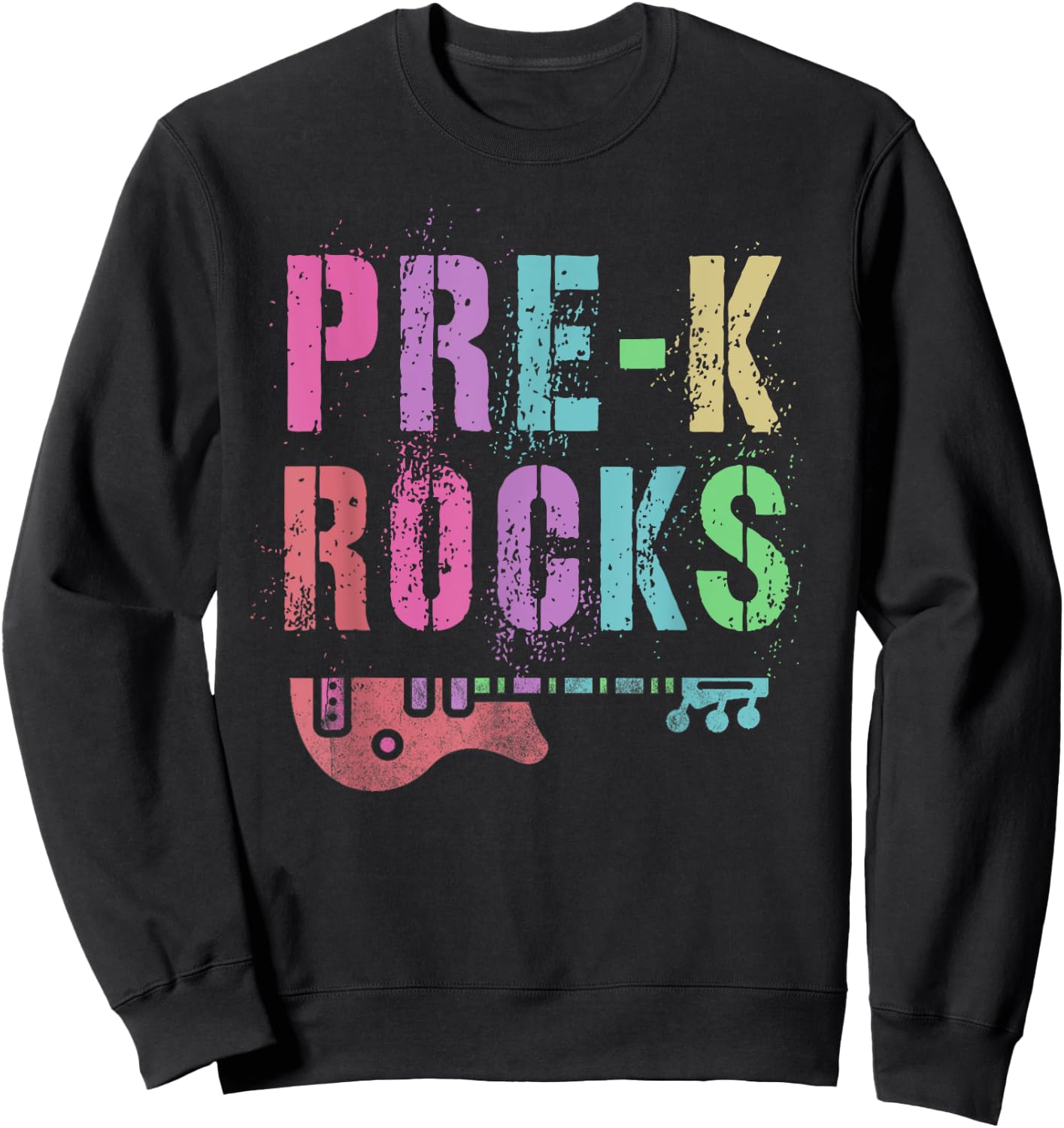 Vintage PRE-K ROCKS Teacher Rockstars I Teach ABCD Preschool Women Girls Kids Sweatshirt - Sweatshirt | Black
