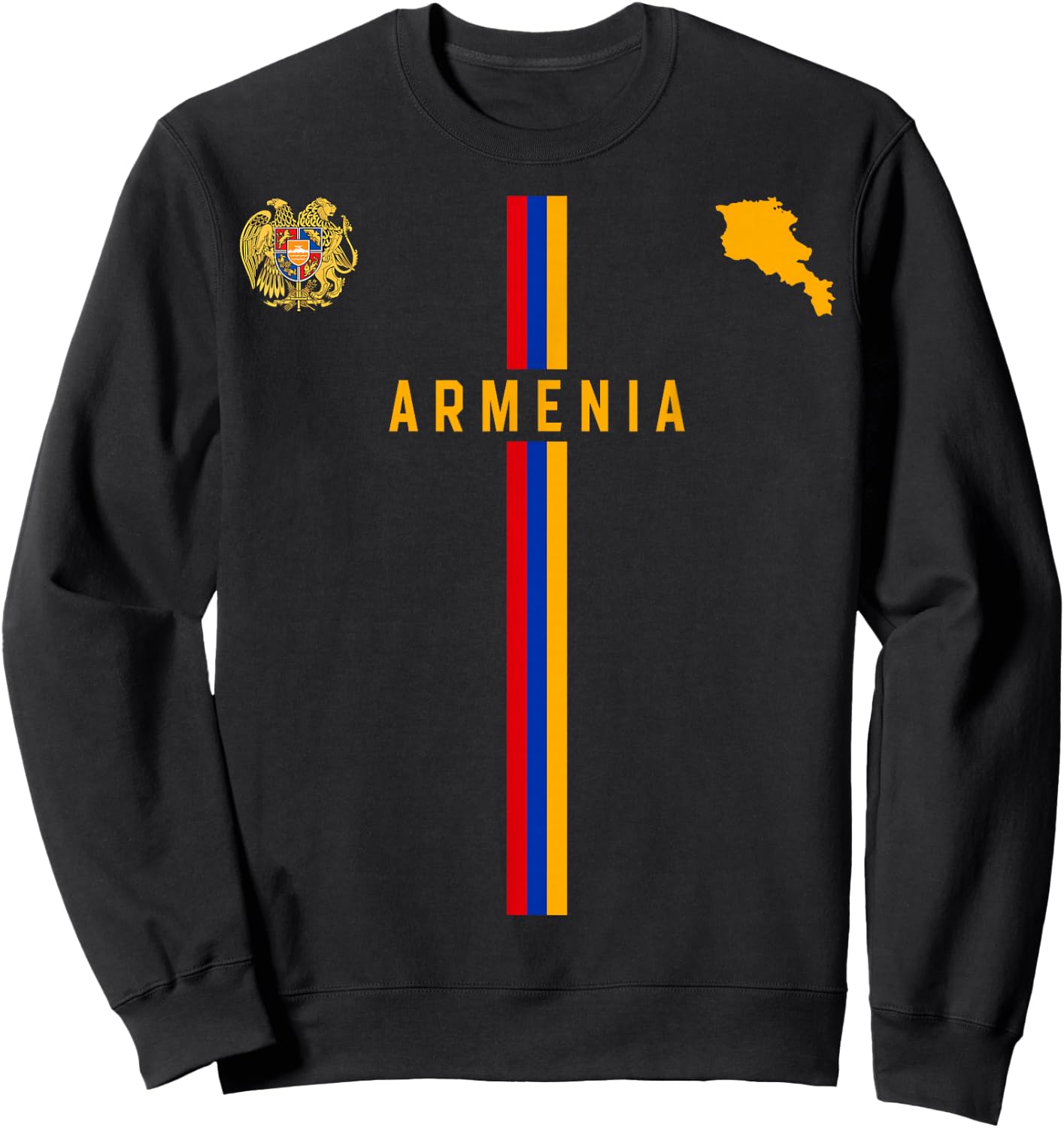 Flag of Armenia, Silhouette Map of Armenia, Coat of Arms , Black, S Sweatshirt - Sweatshirt | Black