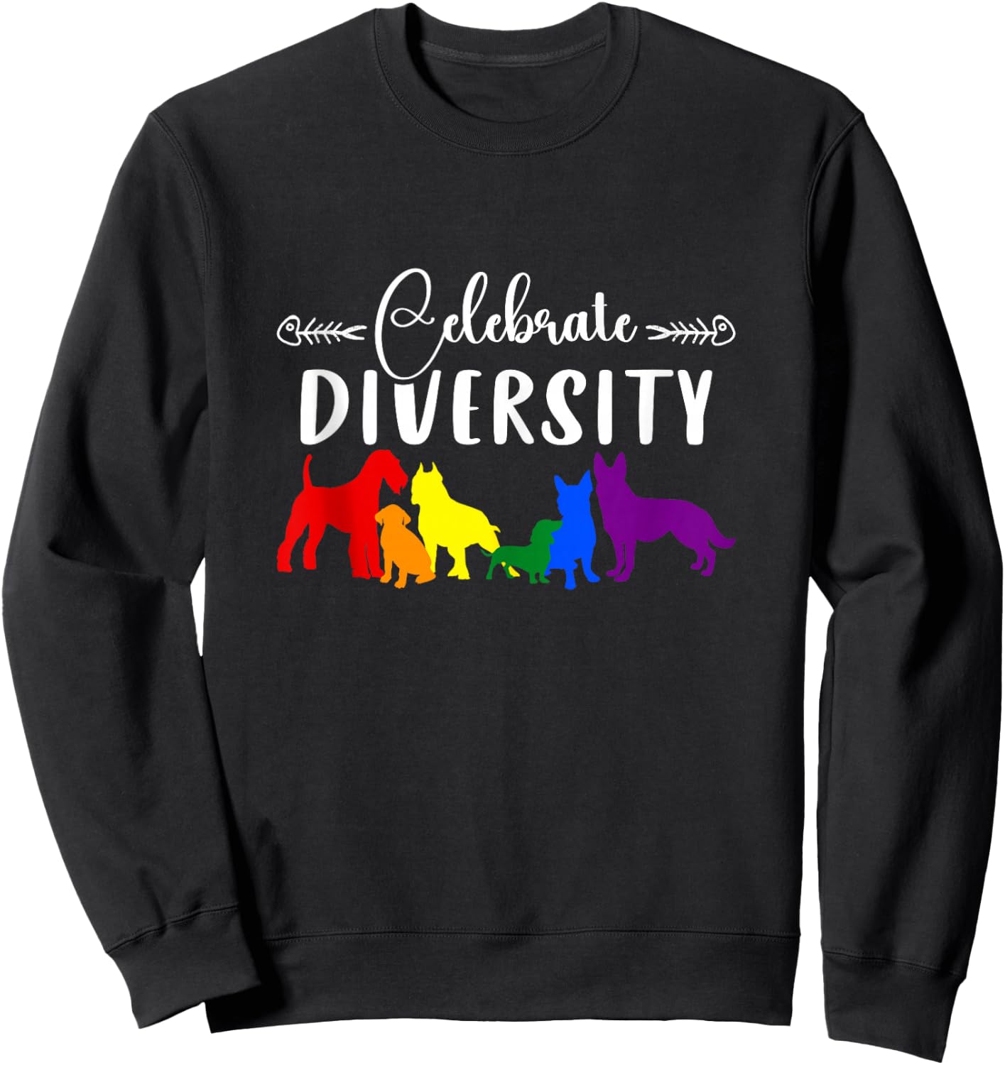 Celebrate Diversity Rainbow Dogs LGBTQ+ Pride Sweatshirt - Sweatshirt | Black