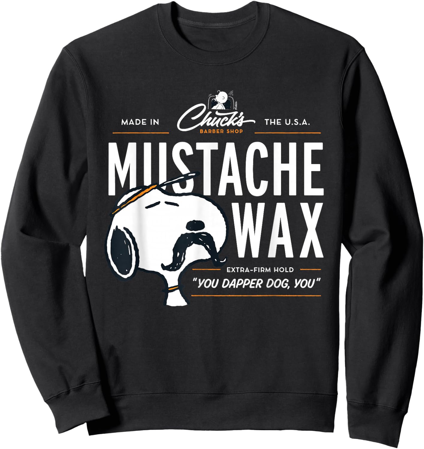 Peanuts Snoopy Moustache Wax , Blue, S Sweatshirt - Sweatshirt | Black