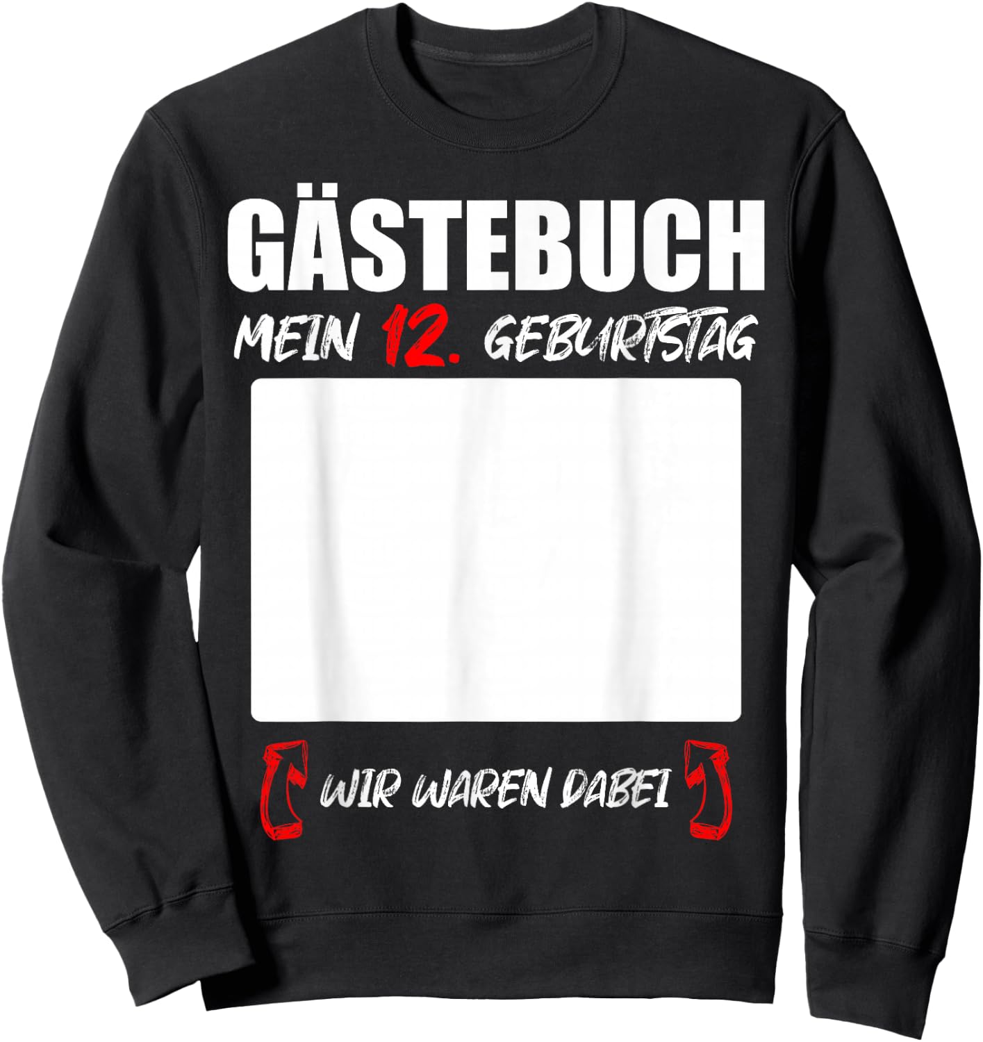 Guest Book 12th Birthday Signatures Party , black, S Sweatshirt - Sweatshirt | Black