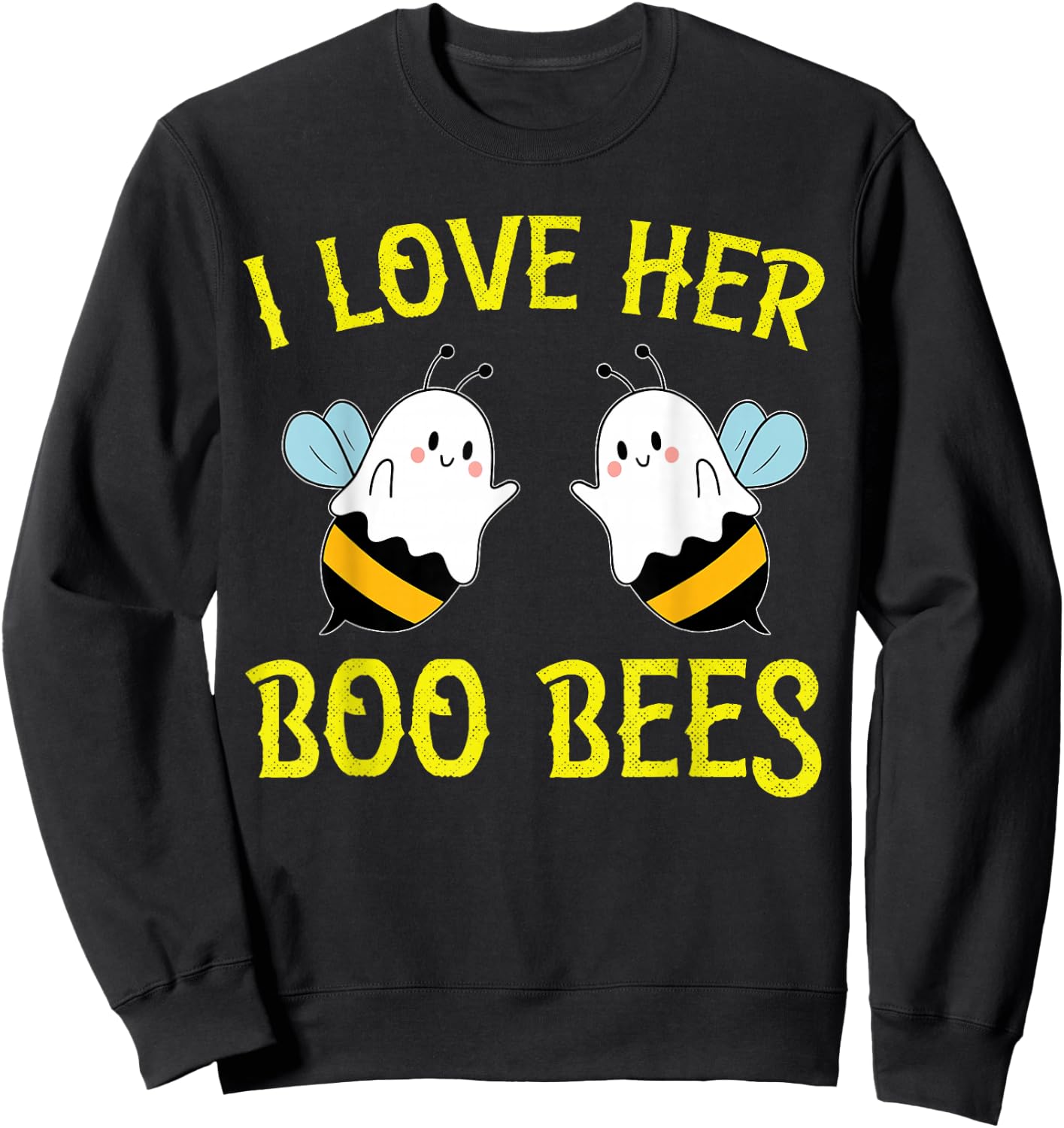 I Love Her Boo Bees Couples Halloween Adult Costume His Men Sweatshirt - Sweatshirt | Black