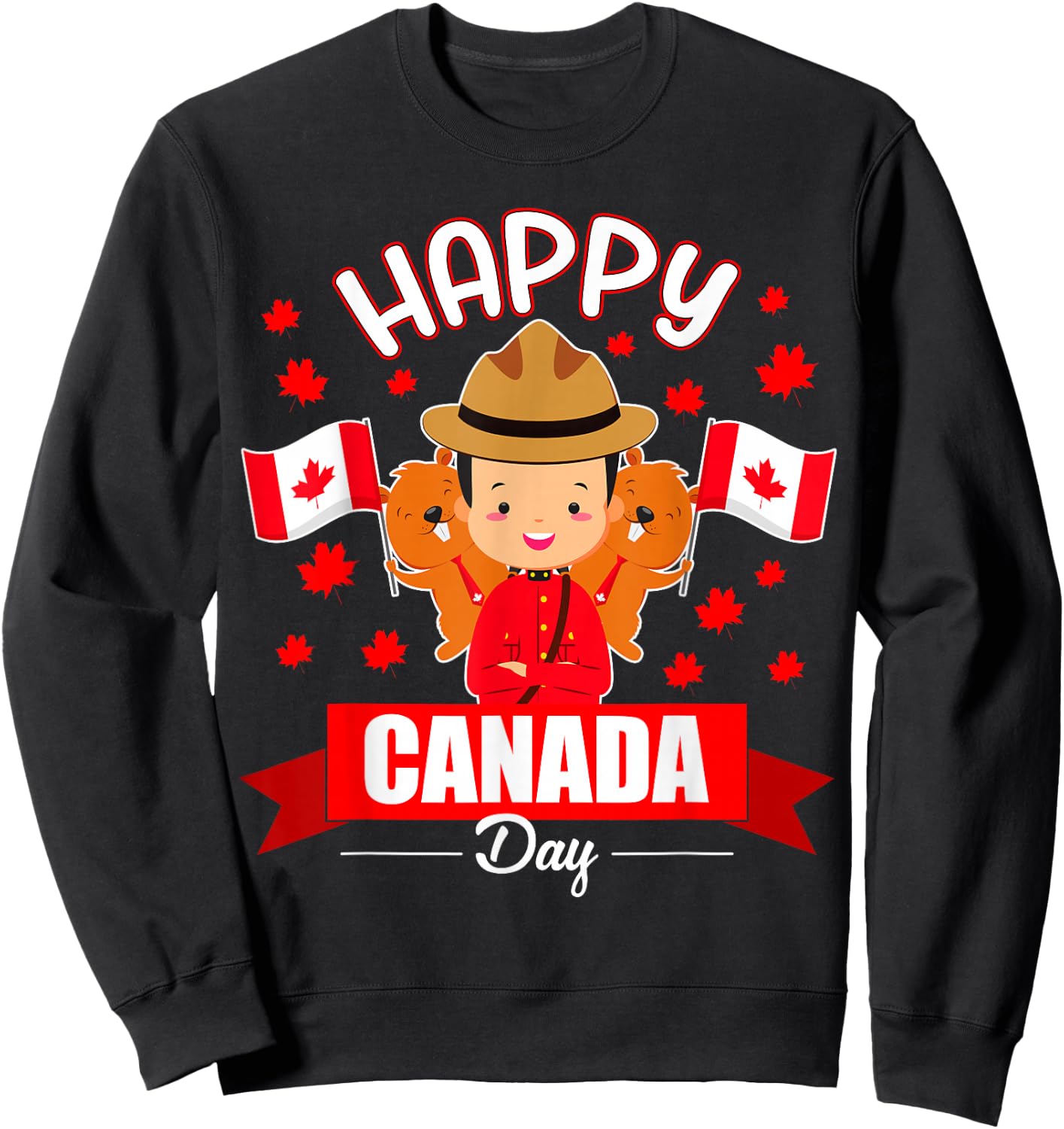 Happy Canada day Flag boys girls kids Toddler Canadian Pride Sweatshirt - Sweatshirt | Black