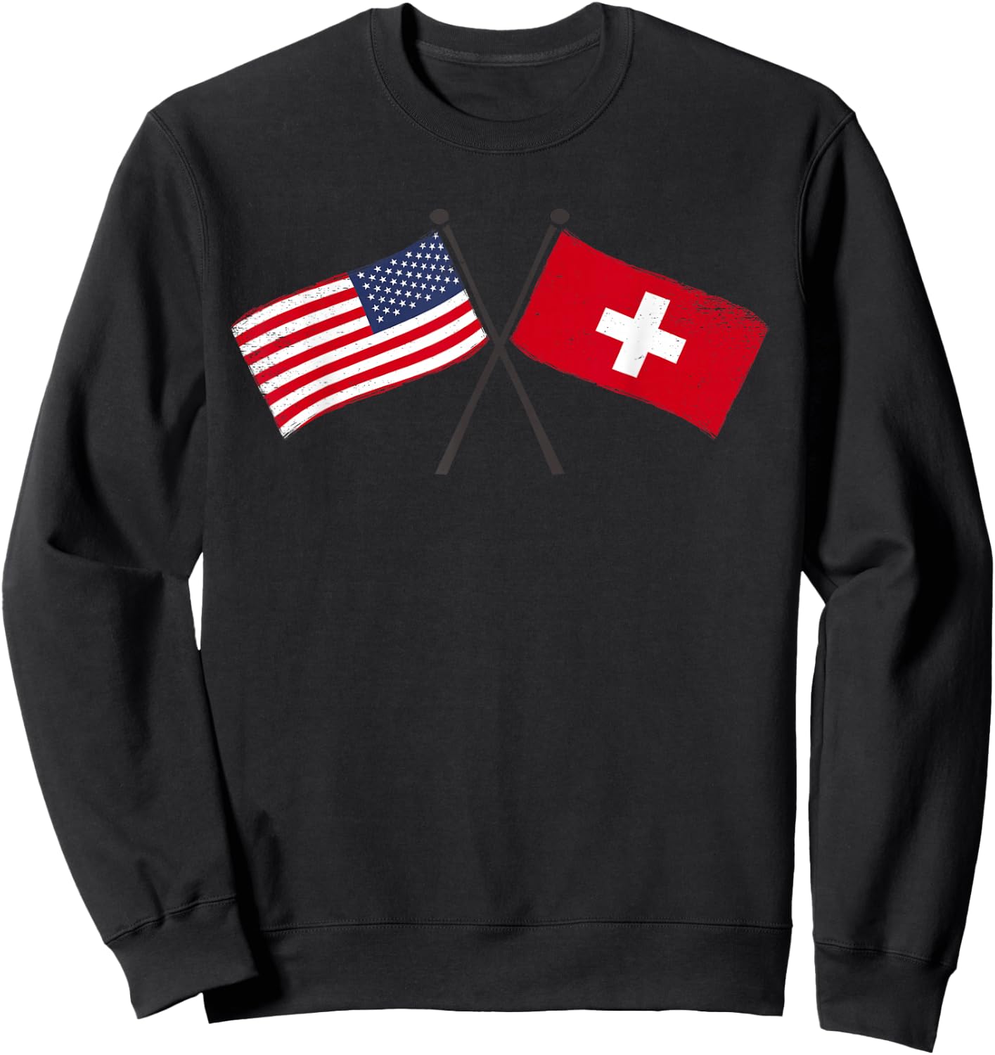 USA Switzerland Crossed Flags American Swiss Friendship Sweatshirt - Sweatshirt | Black