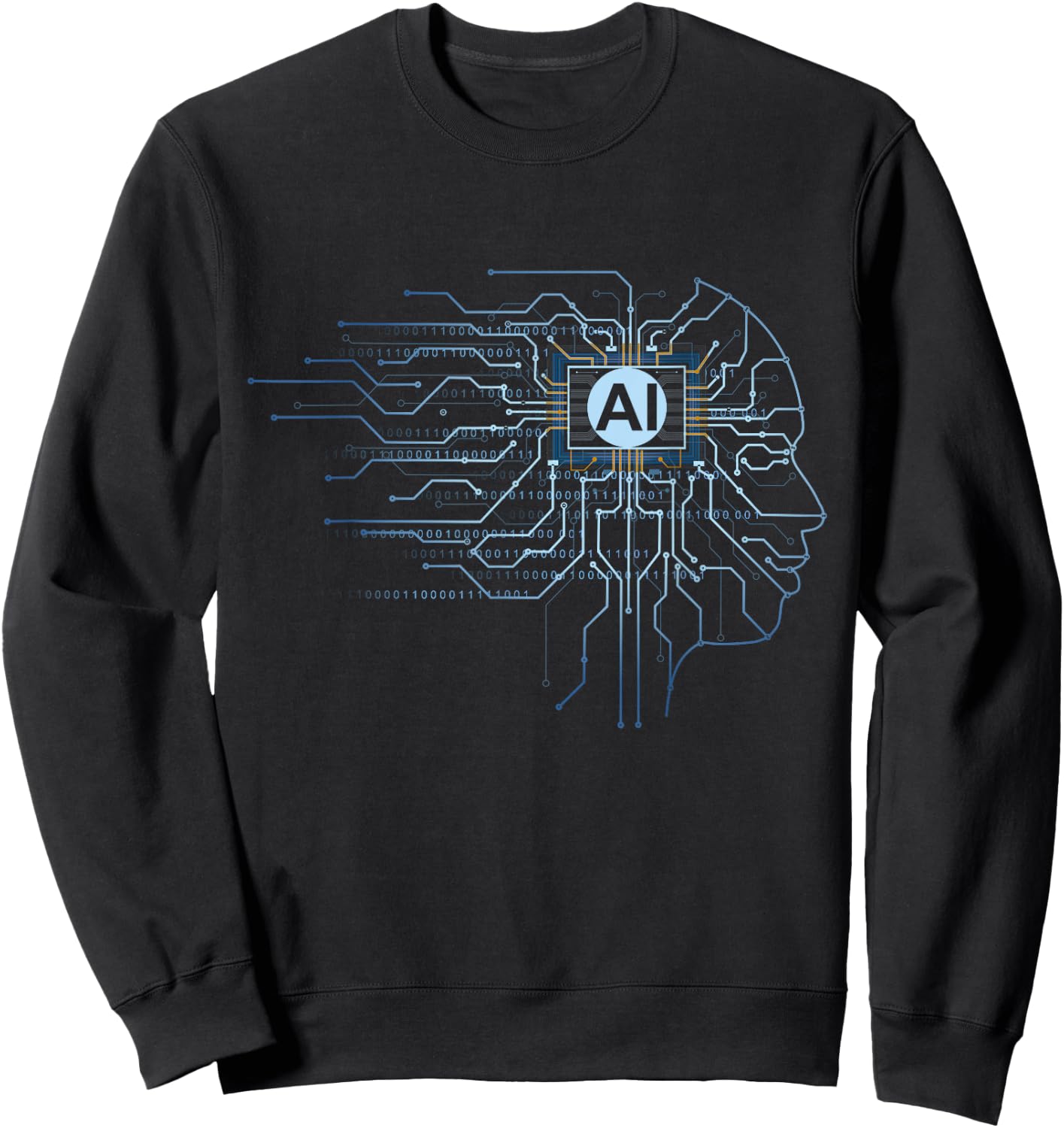 KI - Binary Code Face Artificial Intelligence Computer Science , black Sweatshirt - Sweatshirt | Black