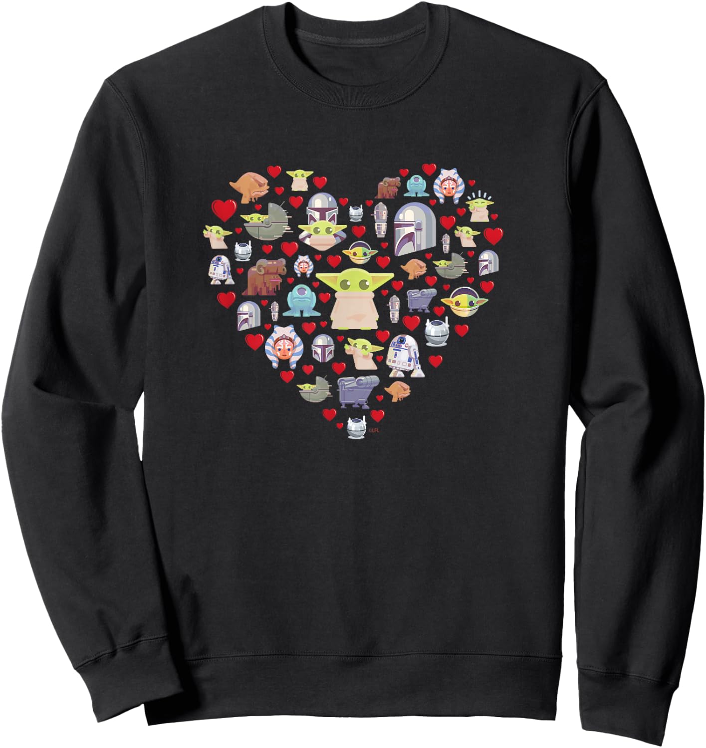 Star Wars The Mandalorian Grogu Heart Valentine's Day Sweatshirt - Sweatshirt | Black