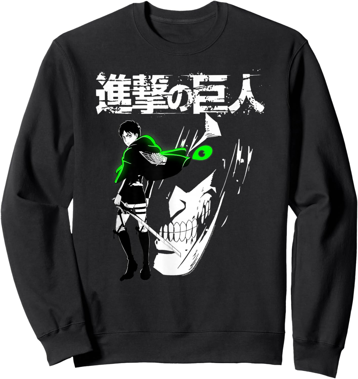Attack on Titan Eren Jaeger Glow Anime Sweatshirt - Sweatshirt | Black