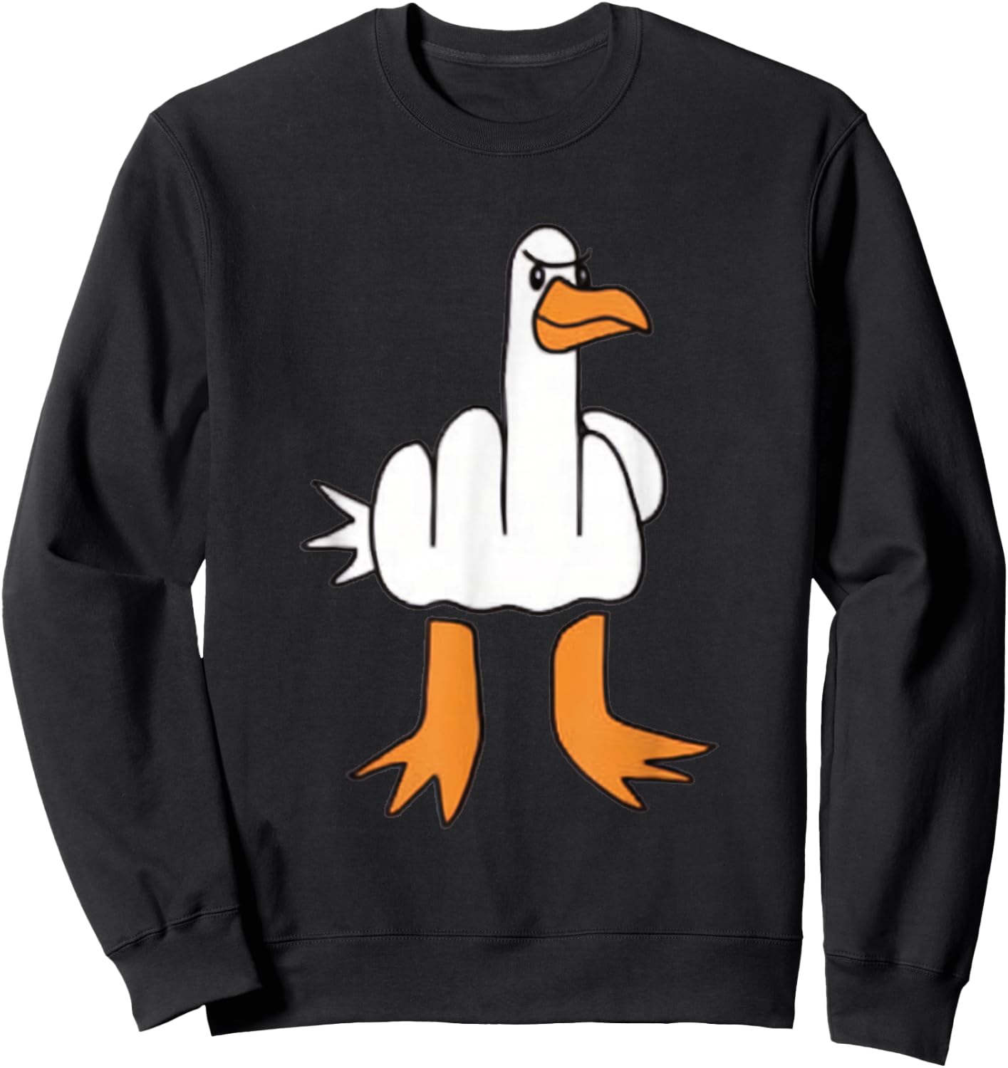 Funny Middle Finger Goose Dark Humour Funny Statement Sweatshirt - Sweatshirt | Black