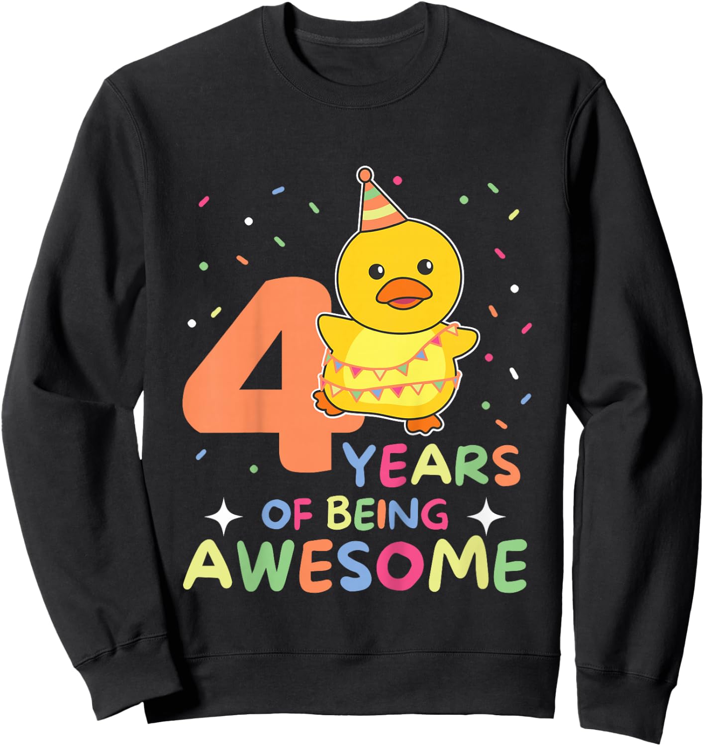 4th Birthday Duck For Children Four Years Old Sweatshirt - Sweatshirt | Black