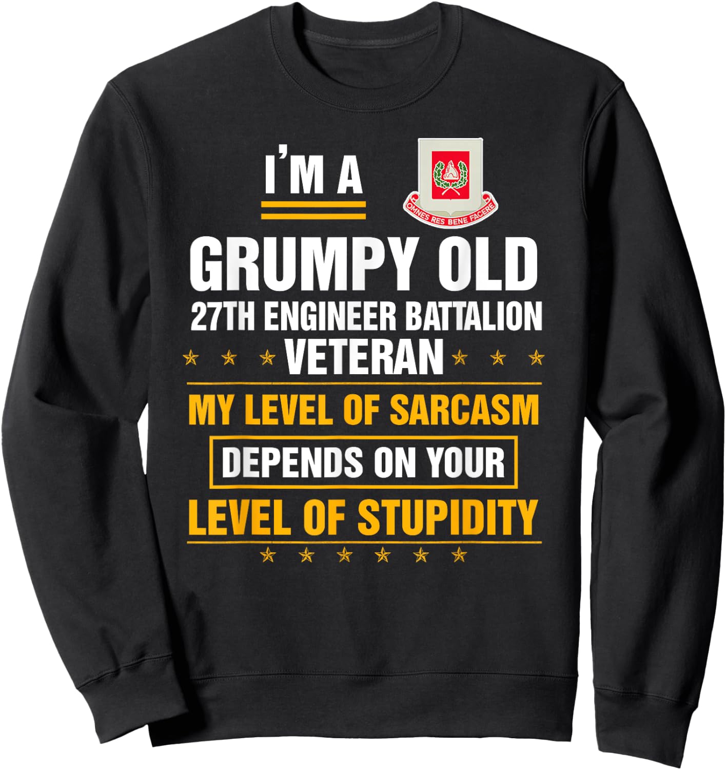 Grumpy Old 27th Engineer Battalion Veteran Funny Christmas Sweatshirt - Sweatshirt | Black