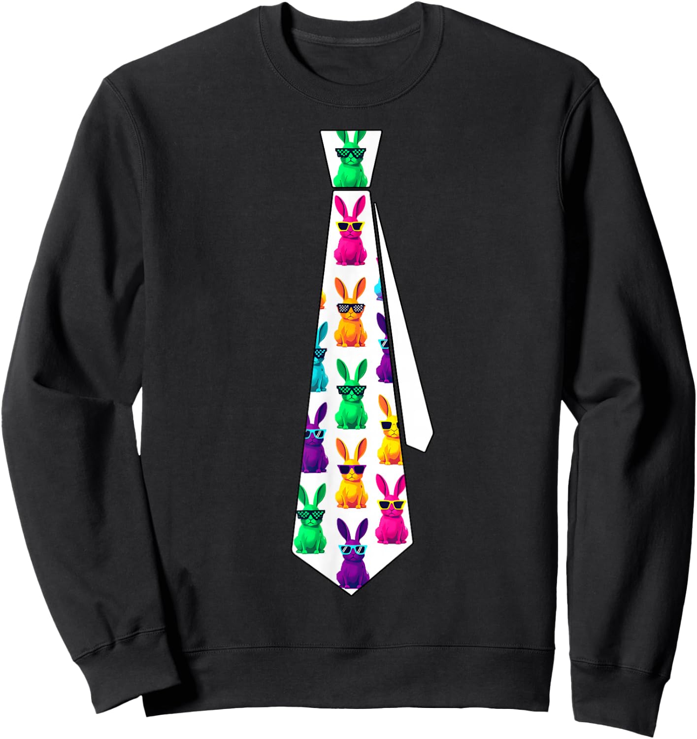 Happy Easter Funny Bunny Tie For Boys Toddlers Men Sweatshirt - Sweatshirt | Black