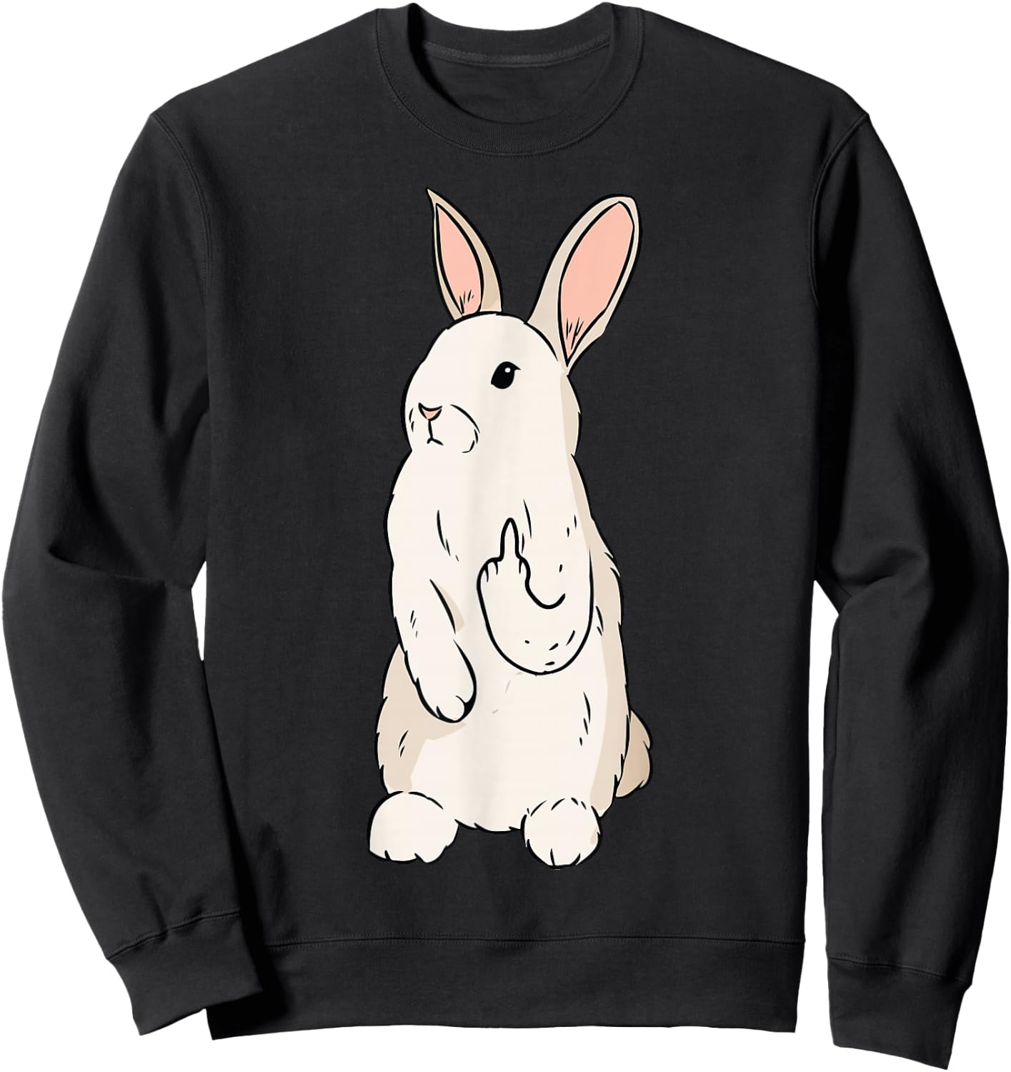 Bunny Giving The Finger Funny Easter Graphic Cool Sweatshirt - Sweatshirt | Black