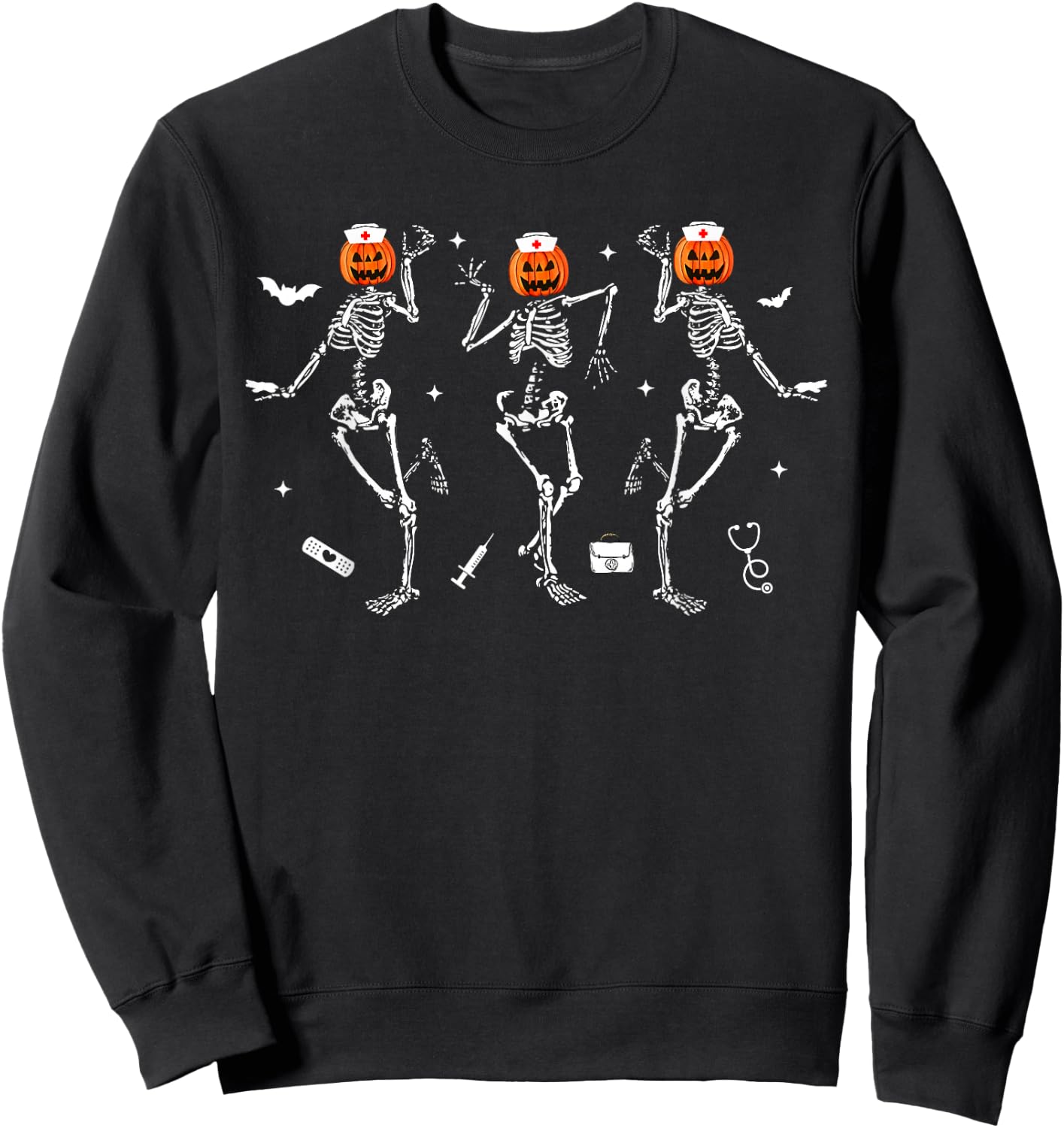 Nurse Skeleton Dancing Halloween Healthcare Crew Rn Nurse Sweatshirt - Sweatshirt | Black