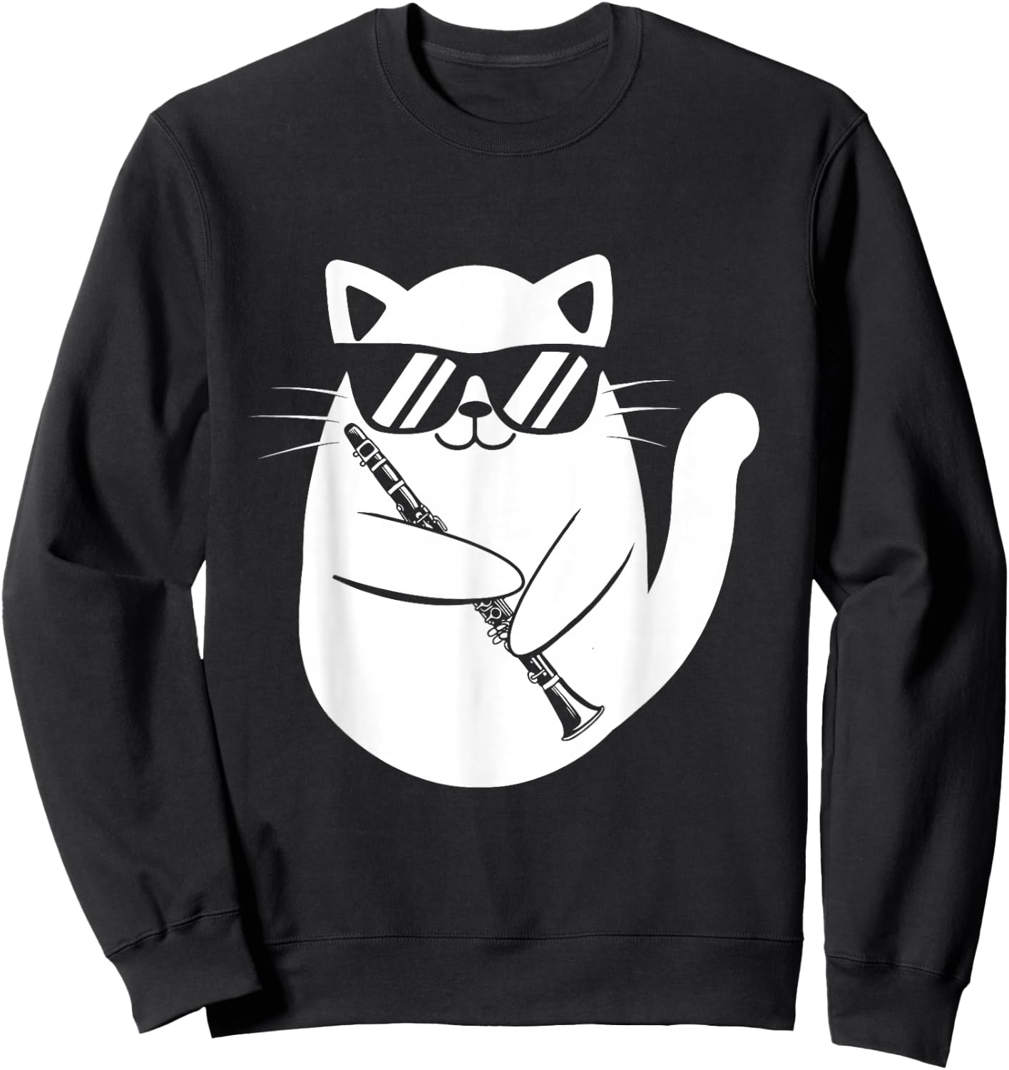 Clarinet Player - Cat Clarinetist Music Lover Marching Band Sweatshirt - Sweatshirt | Black