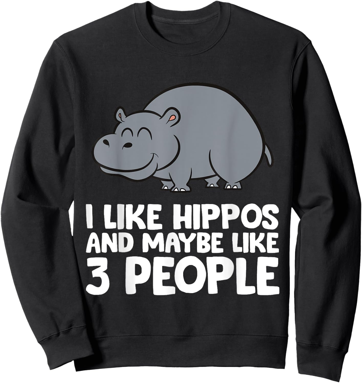 I Like Hippos And Maybe Like 3 People Hippo Sweatshirt - Sweatshirt | Black