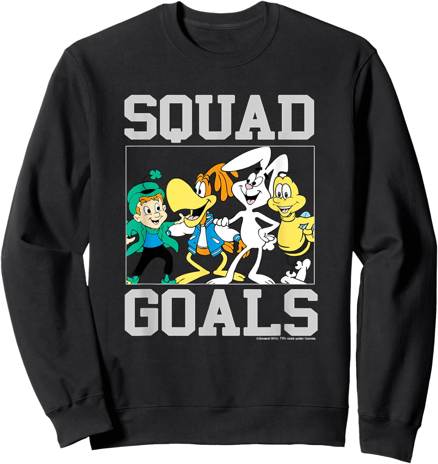 General Mills Squad Goals Cereal Mascots Vintage Group Shot Sweatshirt - Sweatshirt | Black