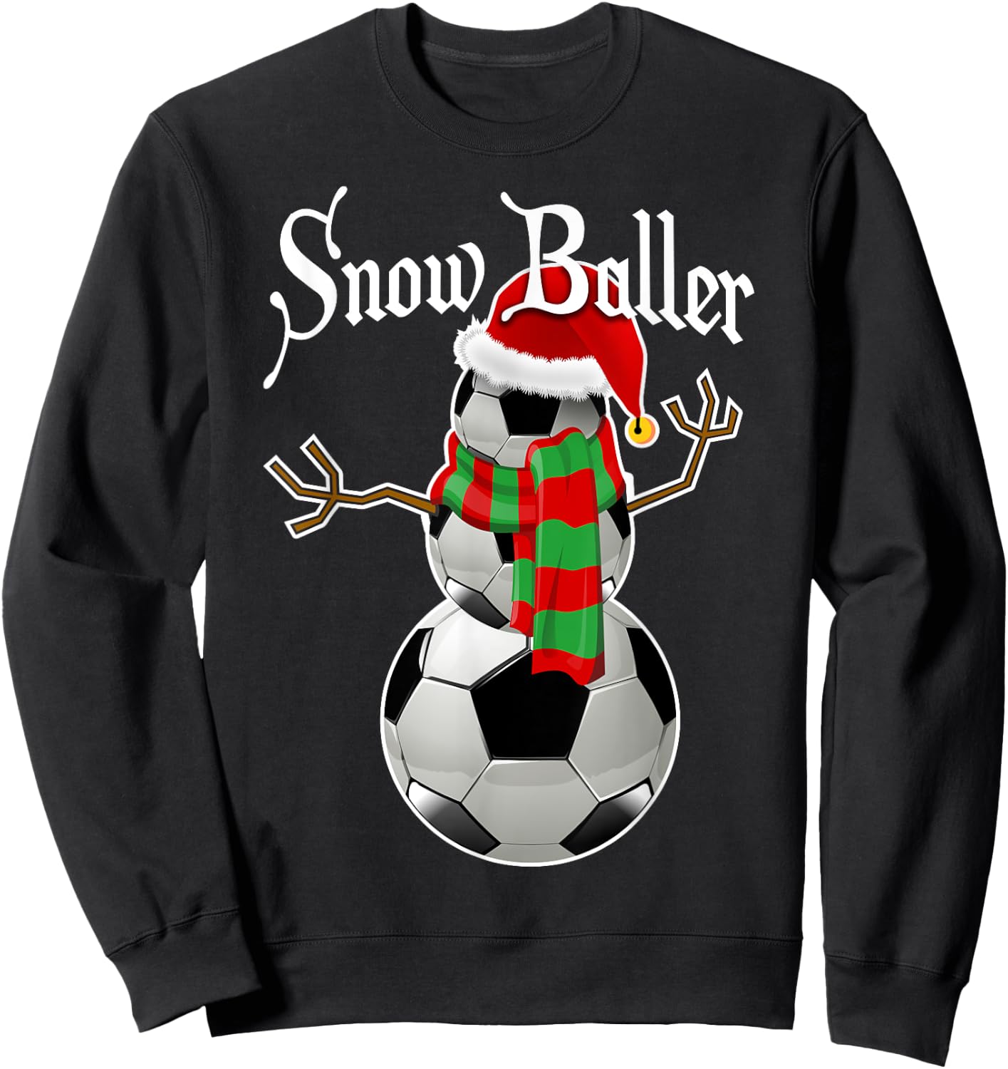 Snow Baller Soccer Christmas Snowman Shirt Soccer Gift Kids Sweatshirt - Sweatshirt | Black
