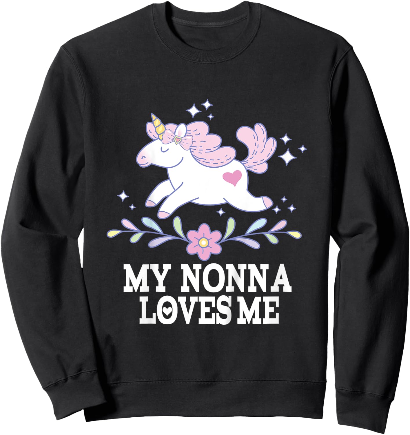My Nonna Loves Me Granddaughter Unicorn Sweatshirt - Sweatshirt | Black