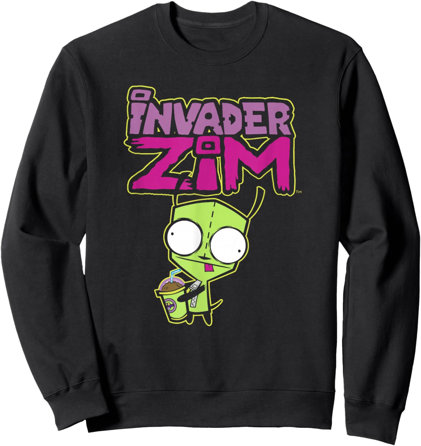 Invader Zim G.I.R Milkshake Foodie Dog Logo , black Sweatshirt - Sweatshirt | Black