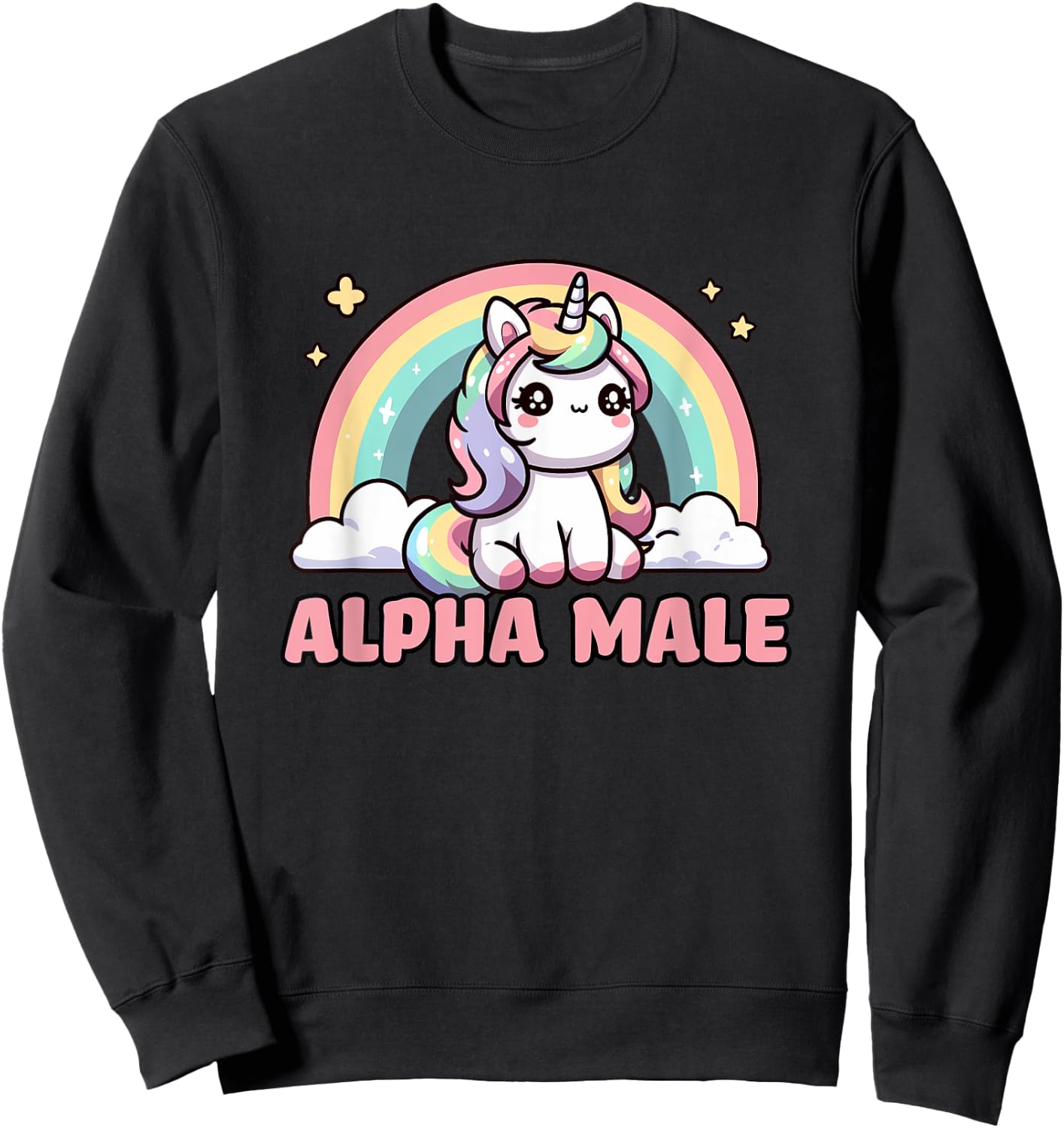 Funny Ironic Men Cute Alpha Male Unicorn , Black, S Sweatshirt - Sweatshirt | Black