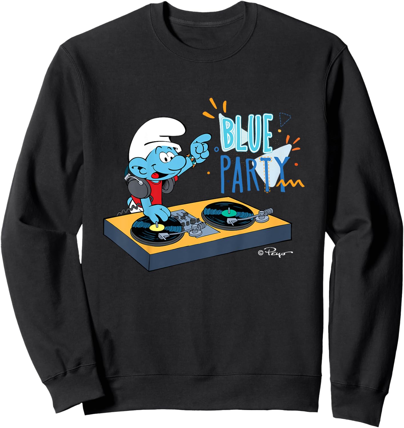 Children's with Blue Party Design Sweatshirt - Sweatshirt | Black