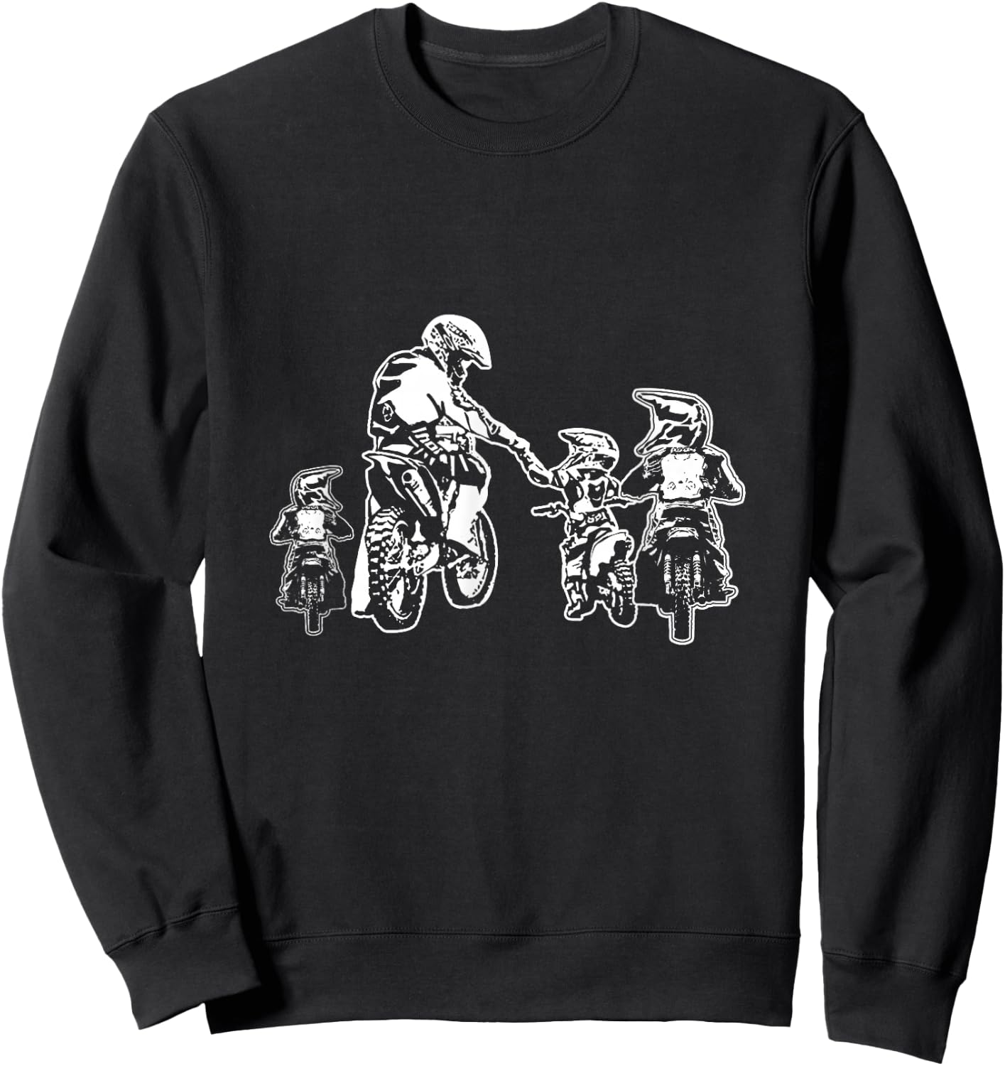 Motocross Dirt Bike Dad with Three Children Motorcycle Father's Day Sweatshirt - Sweatshirt | Black