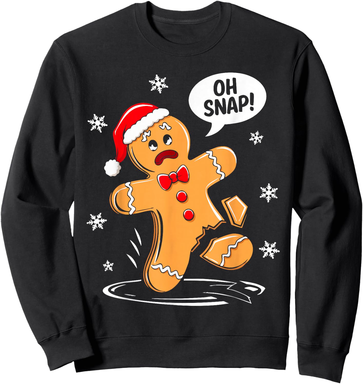 Oh Snap Gingerbread Man Shirt Adult Kids Men Women Costume Sweatshirt - Sweatshirt | Black