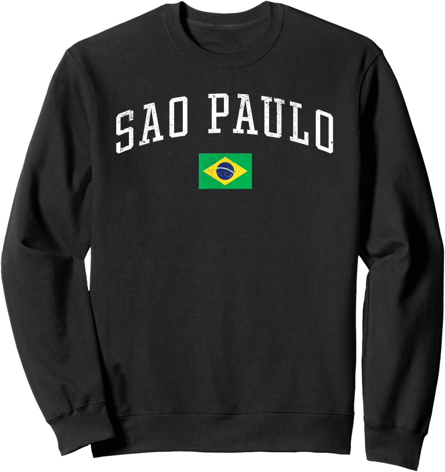 Vintage Sao Paulo Brasil Country Flag Souvenir Vacation Sweatshirt - Sweatshirt | Black