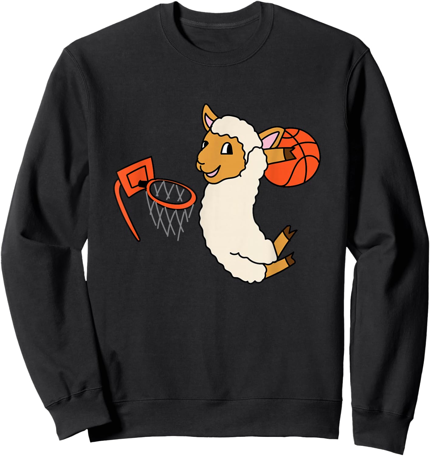 Lamb Playing Basketball Cute Sheep Ball Sport Sweatshirt - Sweatshirt | Black