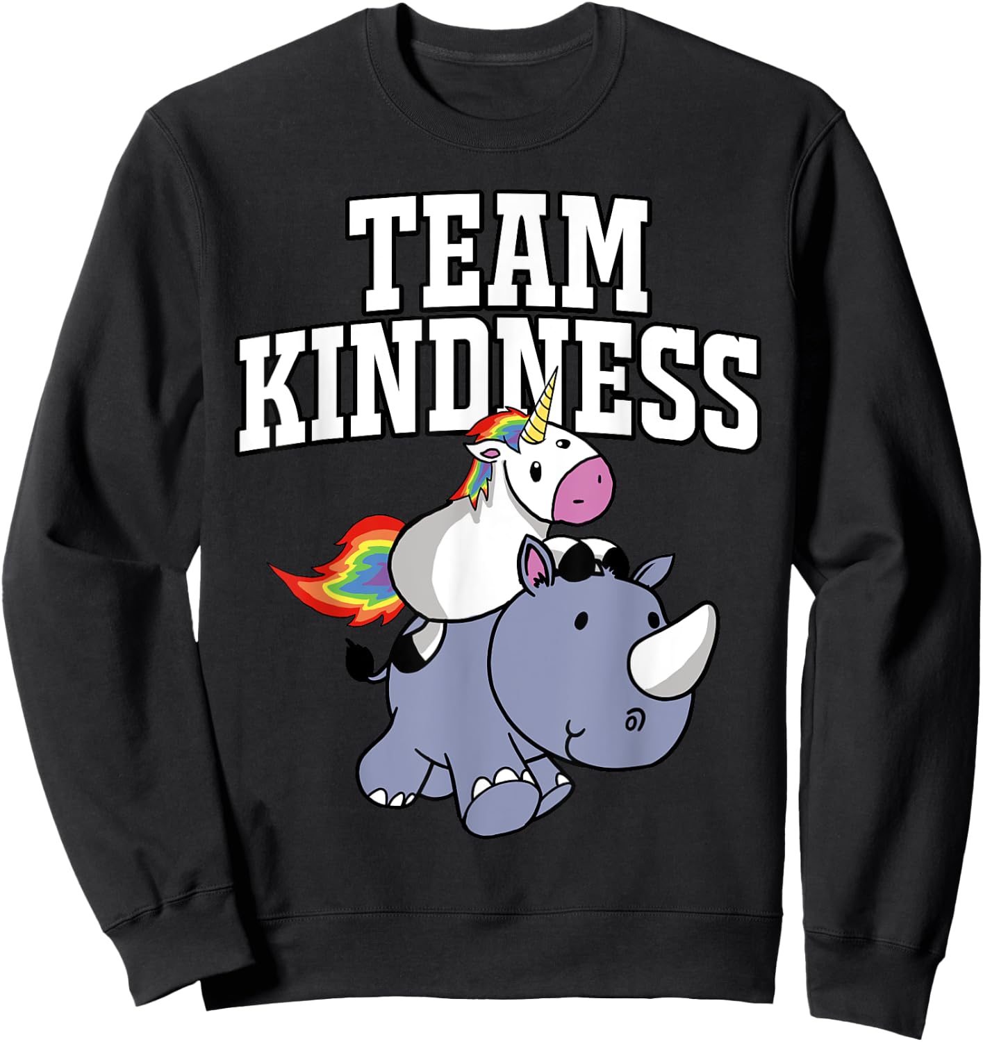 Choose Kind Shirt - Rhino Unicorn Team Kindness Shirt Sweatshirt - Sweatshirt | Black