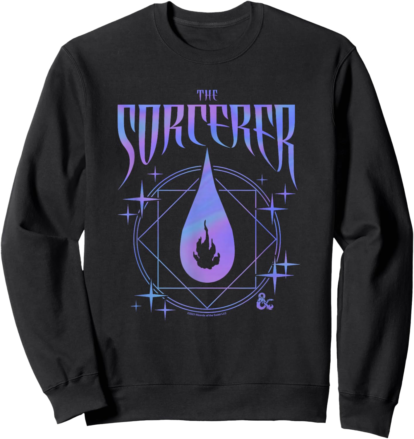 Dungeons & Dragons The Sorcerer Neon Flame Emblem Logo Sweatshirt - Sweatshirt | Black
