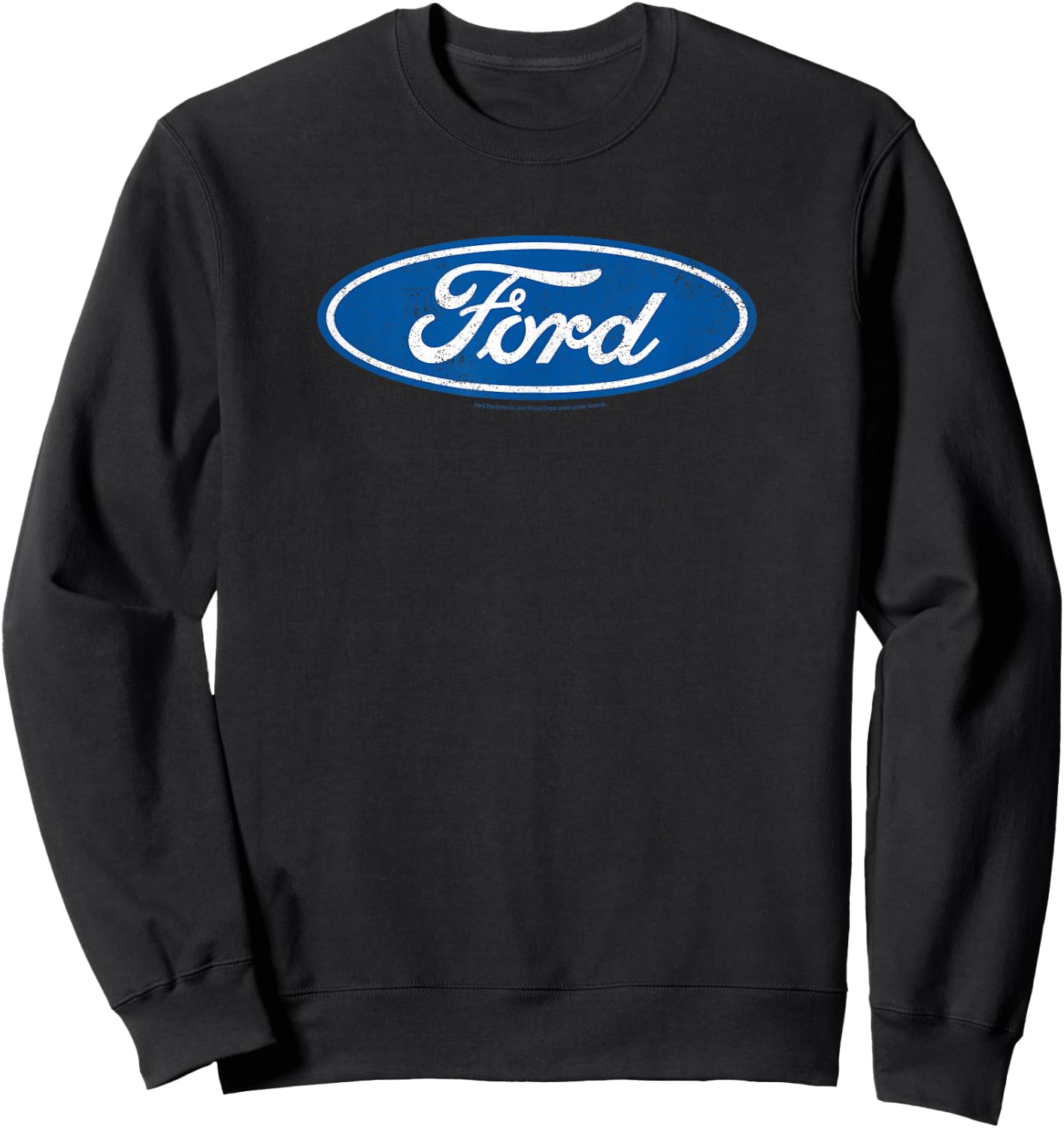 Ford, Oval Logo Distressed Blue , black Sweatshirt - Sweatshirt | Black