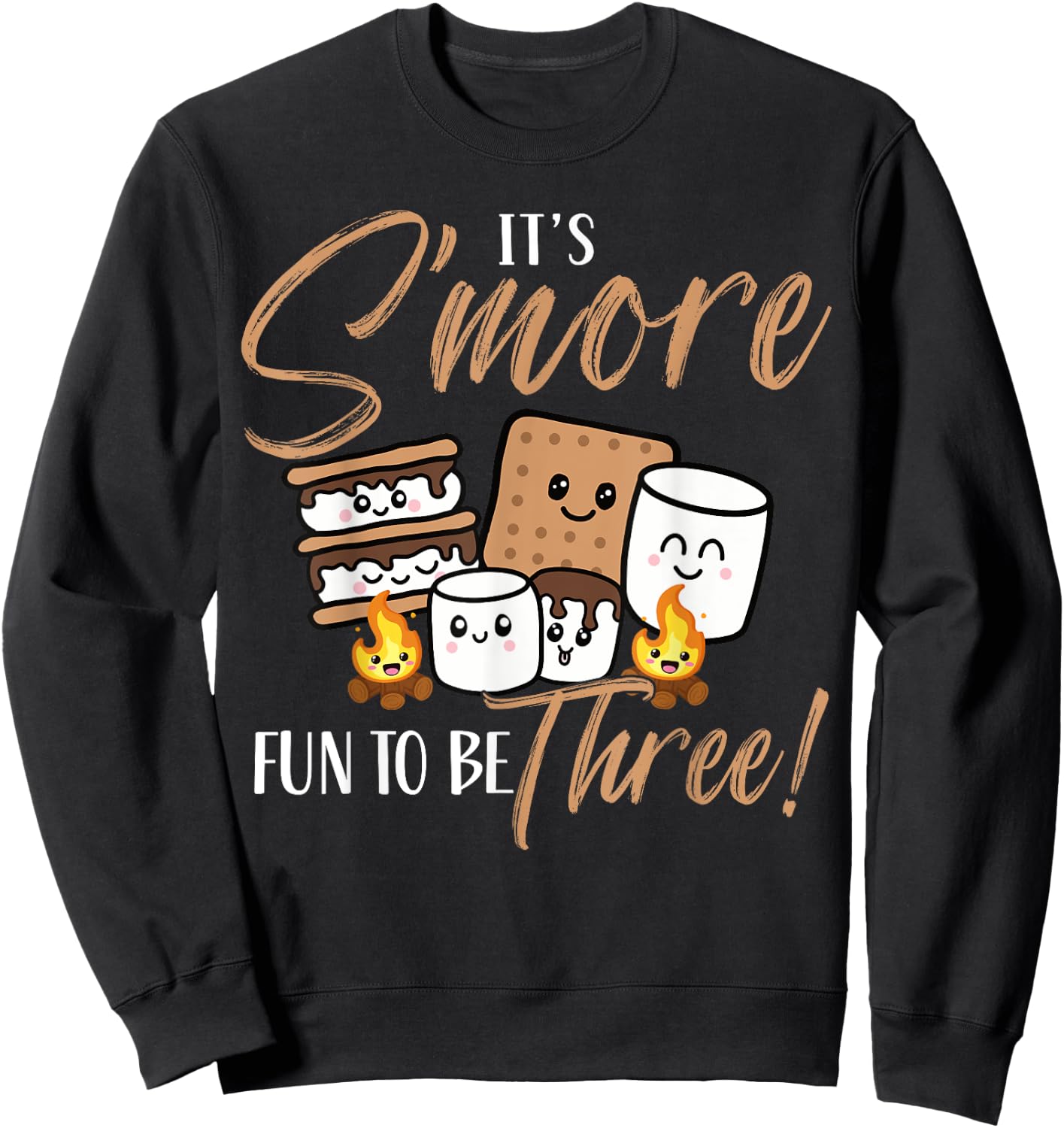 It's S'more Fun To Be Three 3 Birthday Campfire Marshmallow Sweatshirt - Sweatshirt | Black
