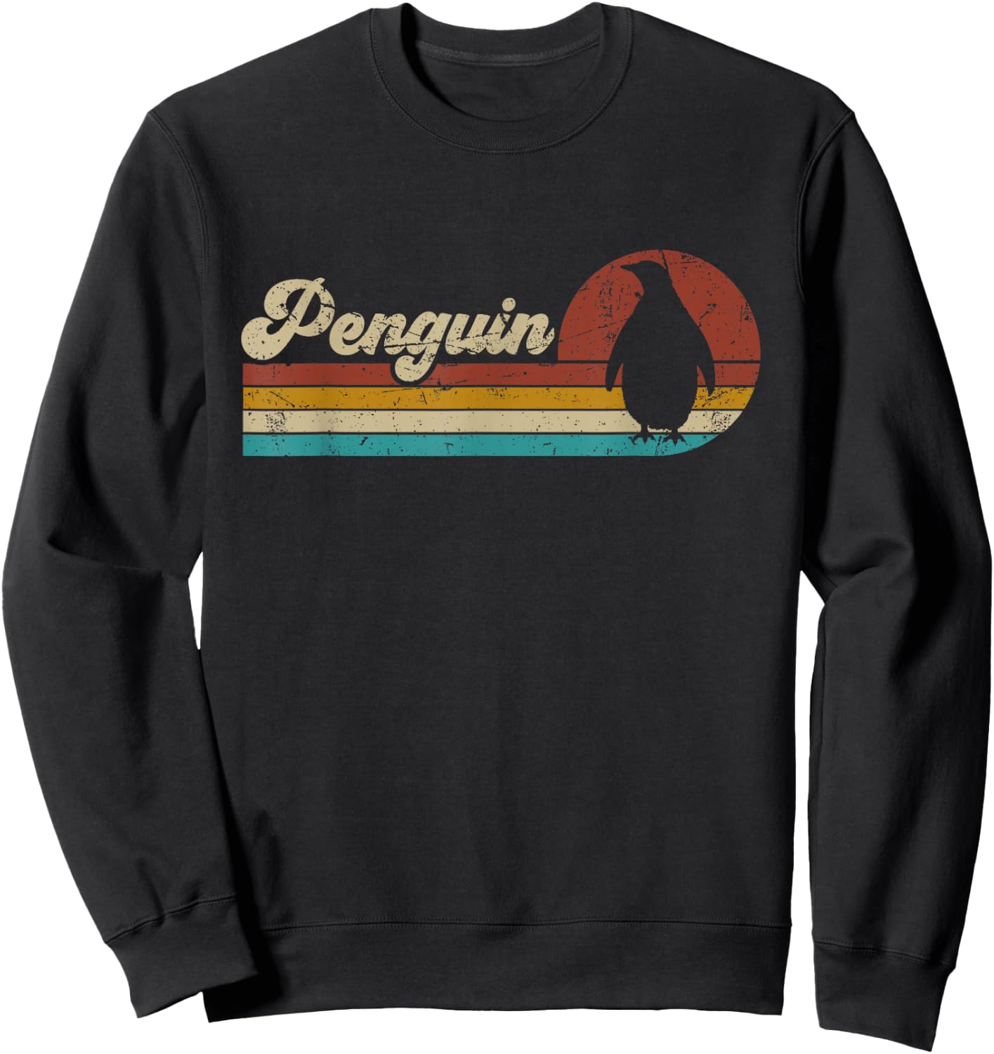 Retro Vintage Penguin Women Kids Funny Penguin Lover Sweatshirt - Sweatshirt | Black