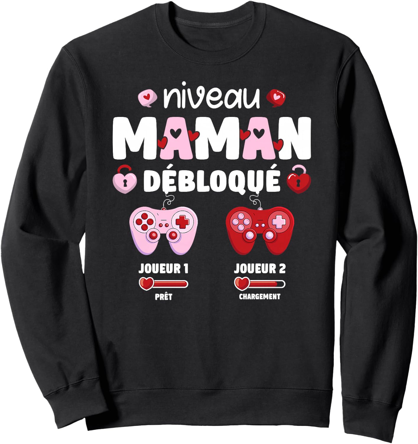 Enceinte Maman Niveau Maman Débloqué Geek en Cours 2025 Haut de Gamme Sweatshirt - Sweatshirt | Black