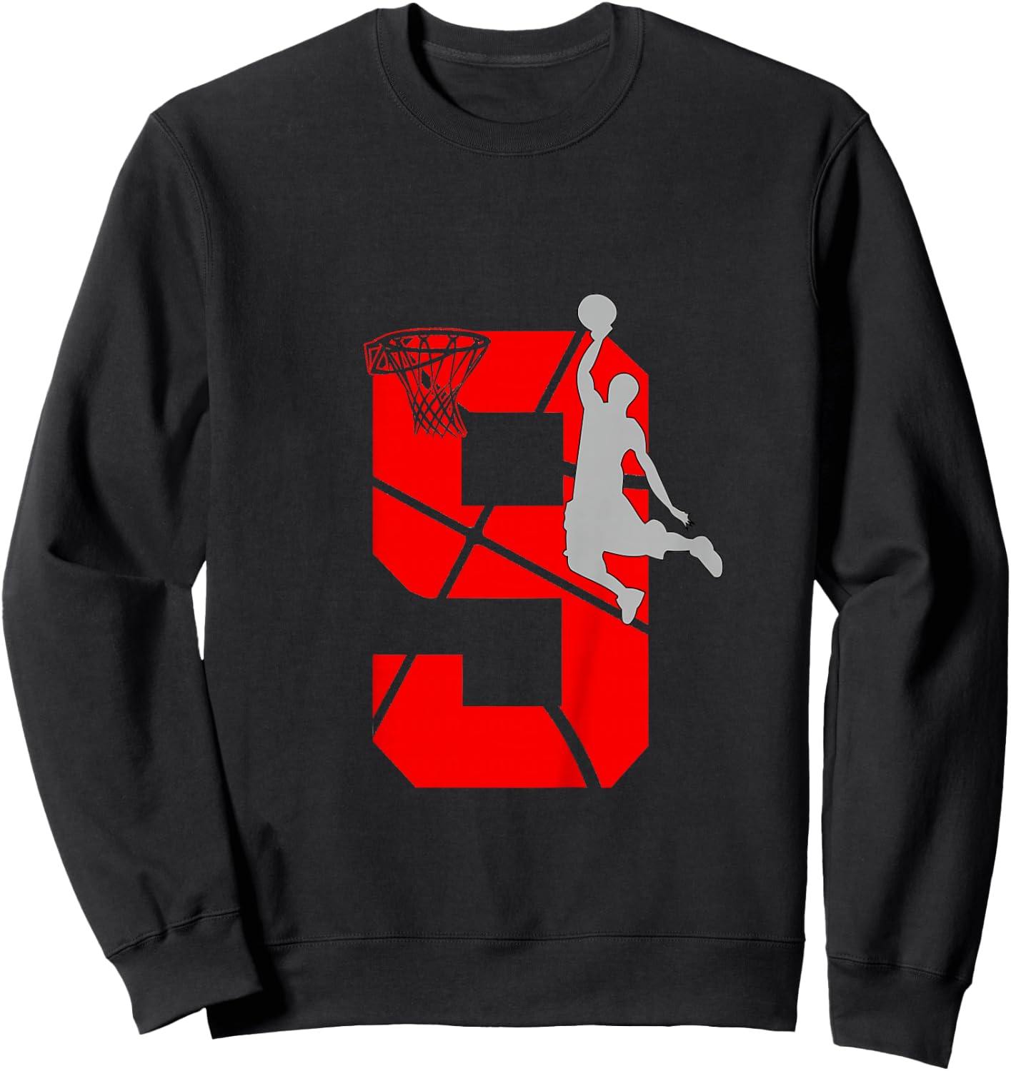 9 Year Old 9th Basketball Birthday PartyTheme Boys Girls Sweatshirt - Sweatshirt | Black