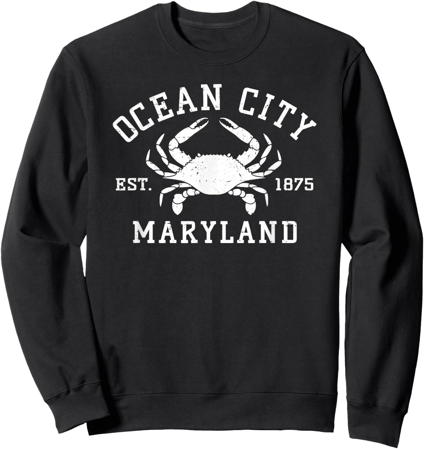 Ocean City Maryland Crab Souvenir Retro Throwback Men Women Sweatshirt - Sweatshirt | Black