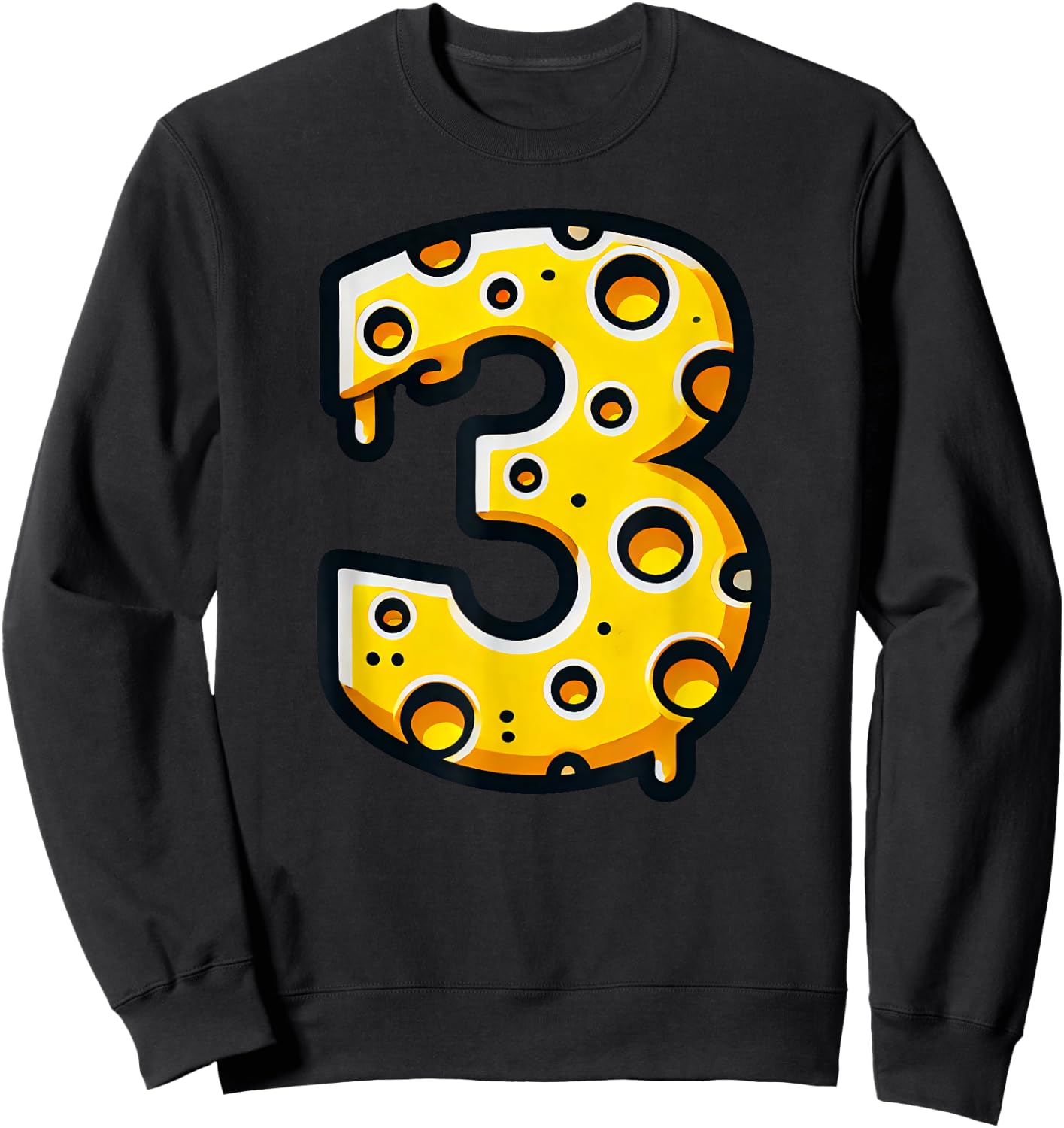 Happy 3rd Birthday Cheese 3 Years Old Number Boys Girls Kids Sweatshirt - Sweatshirt | Black