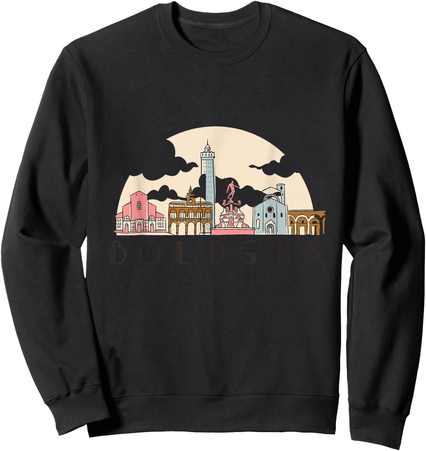 Bologna Skyline Vintage Italian Souvenir Italy Sweatshirt - Sweatshirt | Black