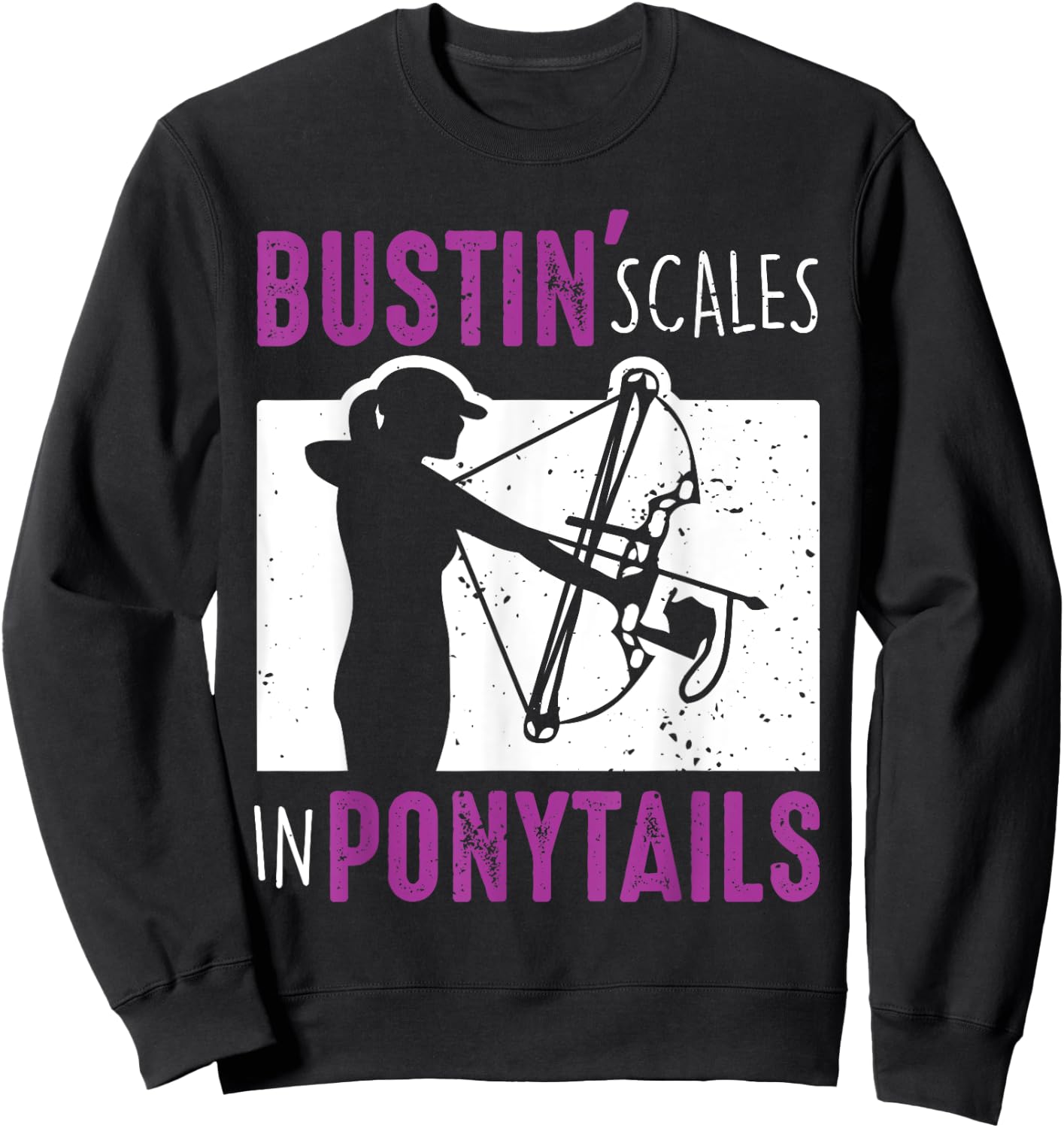 Bow Fish Archery Woman Fishing Girl Sweatshirt - Sweatshirt | Black
