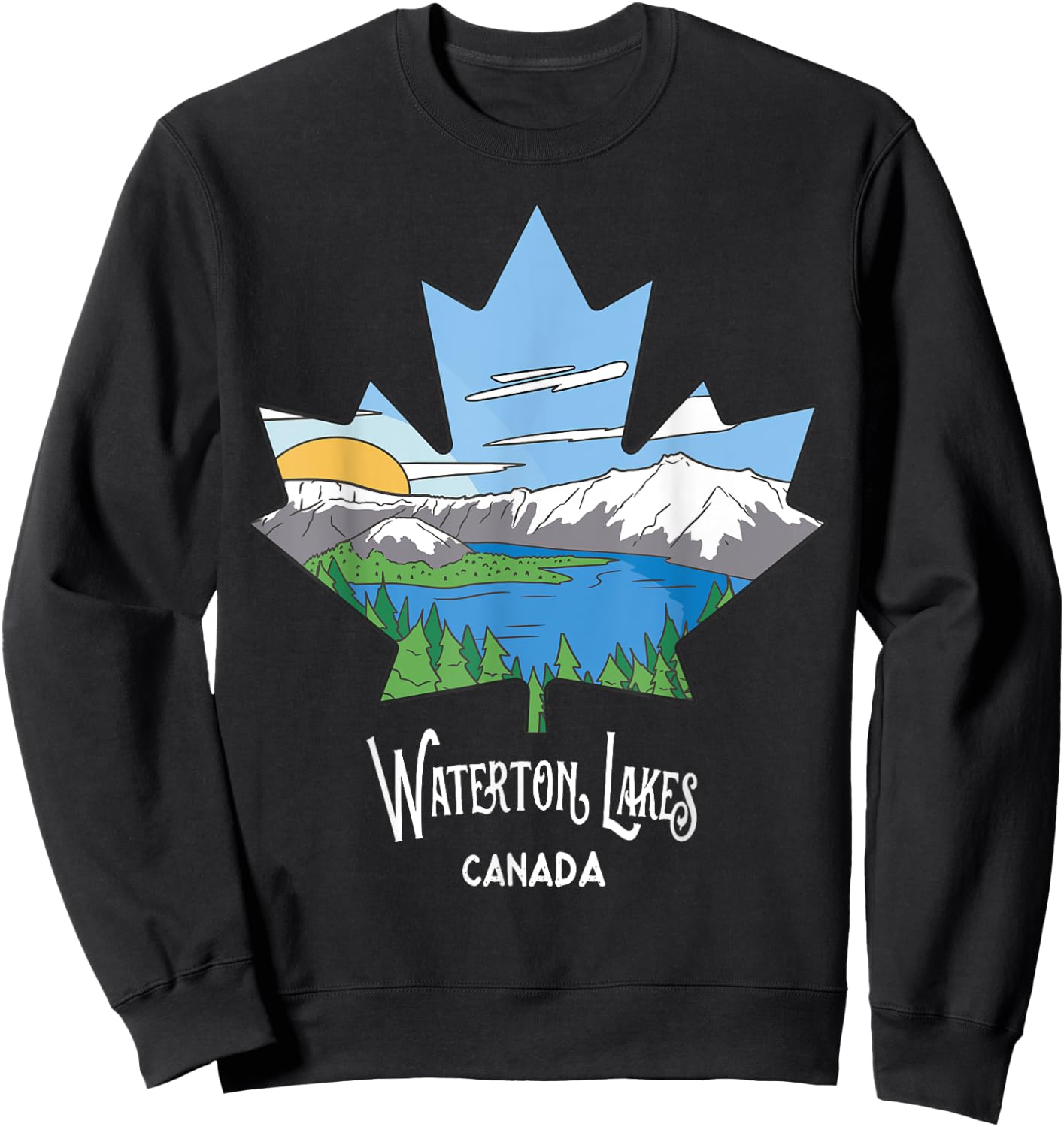 Waterton Lakes National Park Alberta Canada Landscape Art Sweatshirt - Sweatshirt | Black