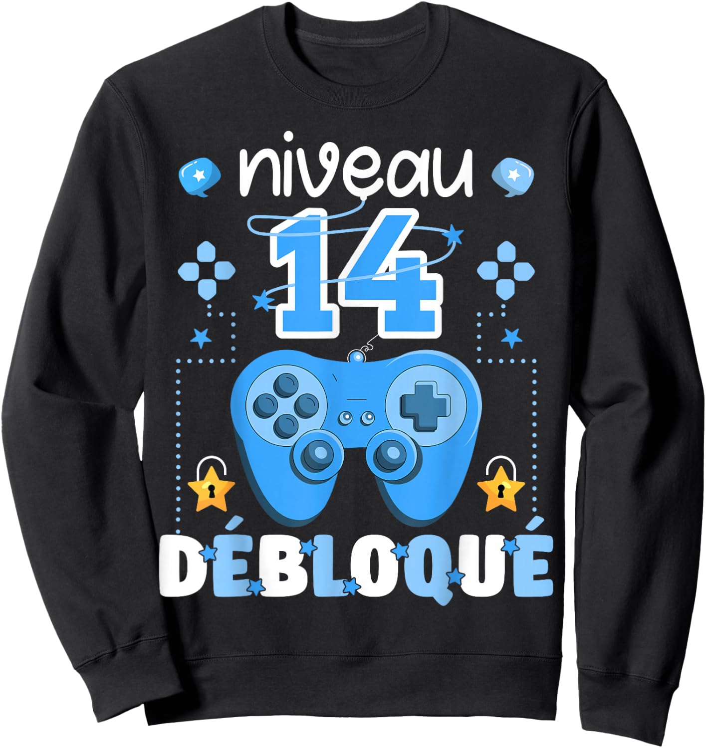 Level 14 Unlocked Gaming Teen Geek Birthday 14 Years Gamer , Black, S Sweatshirt - Sweatshirt | Black