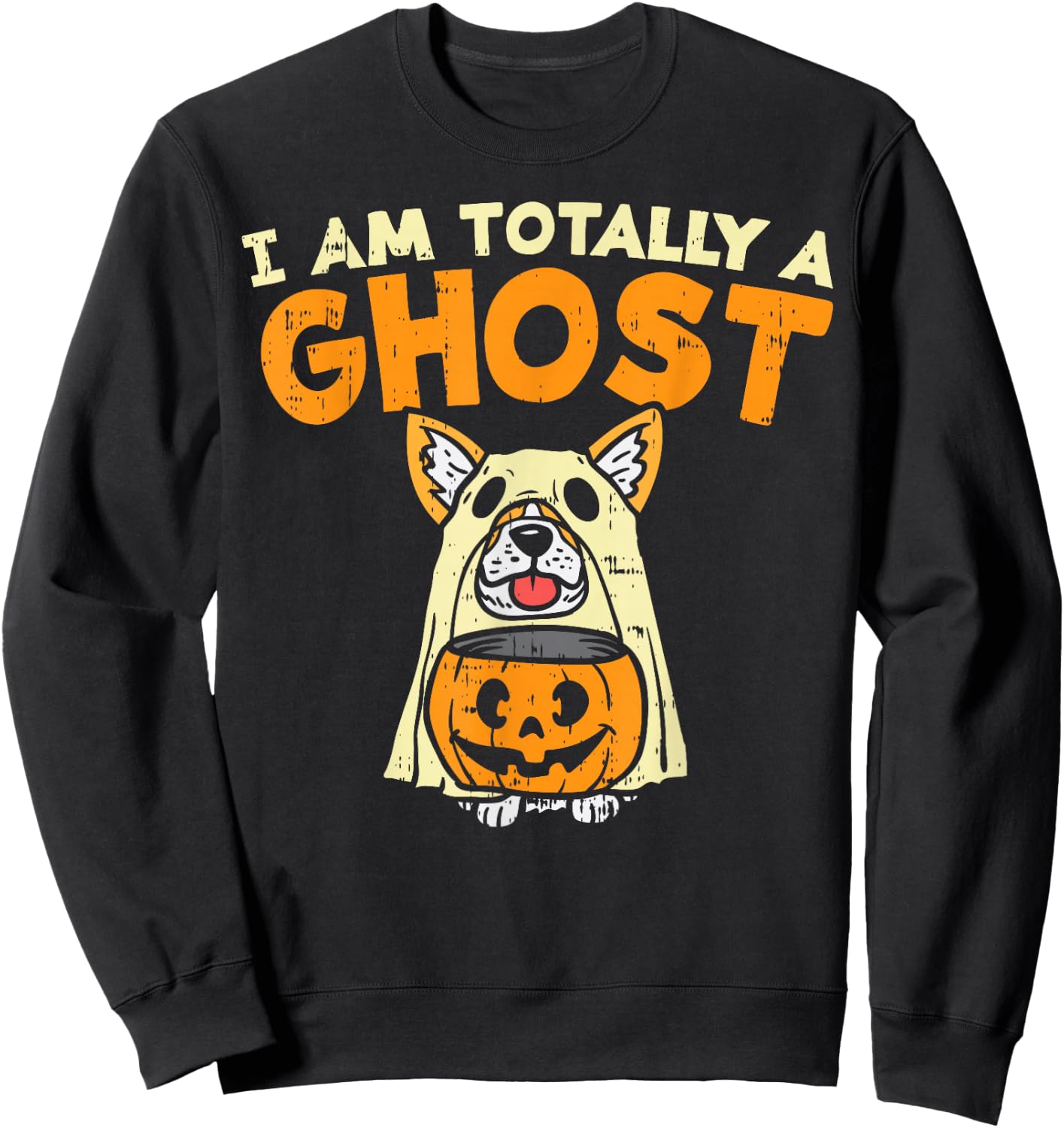 Welsh Corgi Totally Ghost Funny Halloween Costume Dog Owner Sweatshirt - Sweatshirt | Black