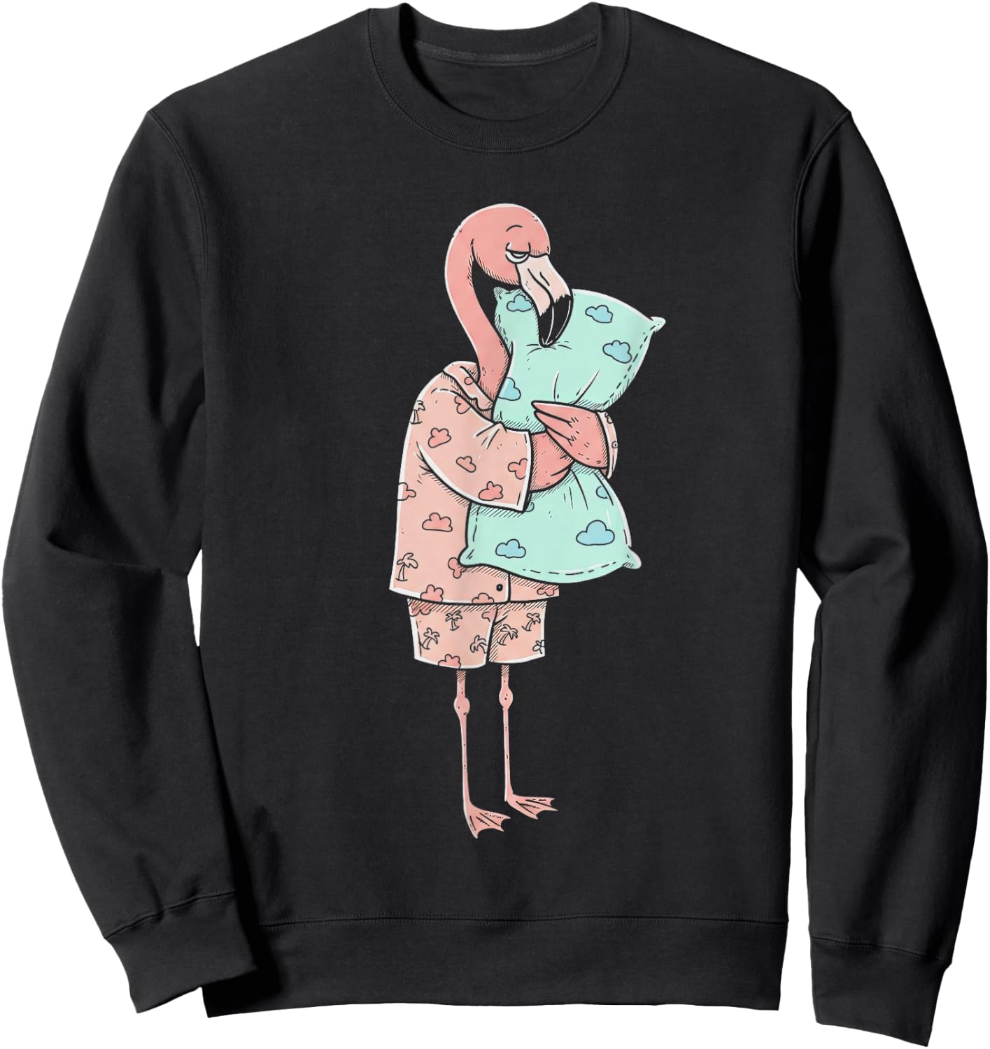 Funny Sleepy Flamingo Pajama Women Men Kids Boys And Girls Sweatshirt - Sweatshirt | Black