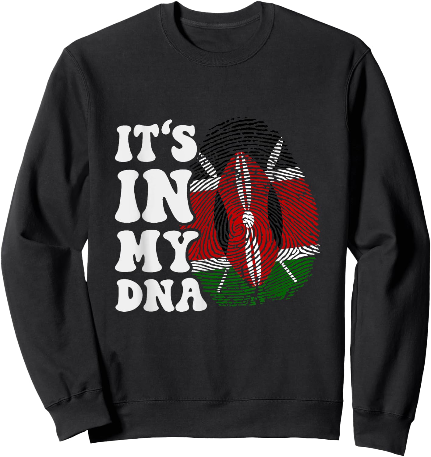 Funny It's In My DNA Fingerprint Flag Of Kenya Sweatshirt - Sweatshirt | Black