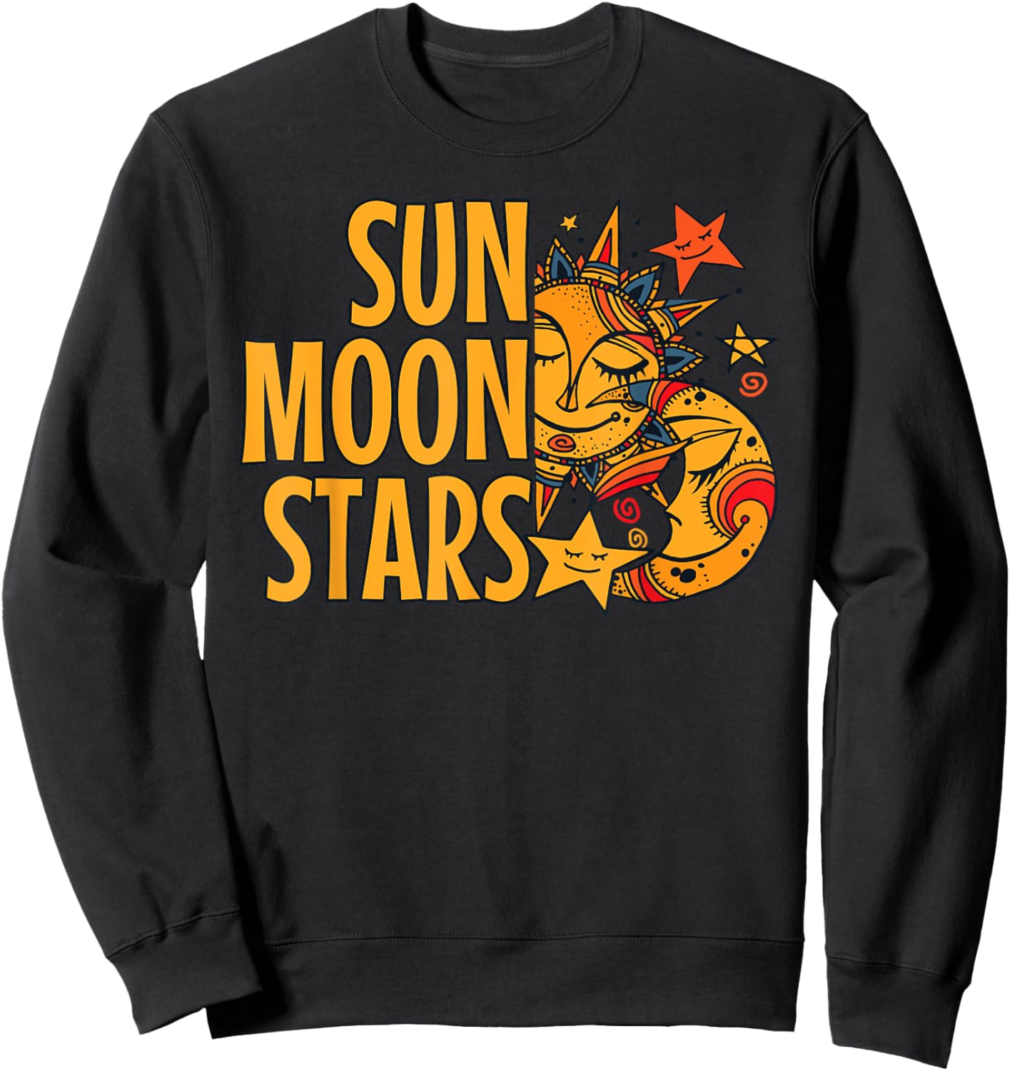 Sun Moon Stars Shirt Cute Sweatshirt - Sweatshirt | Black