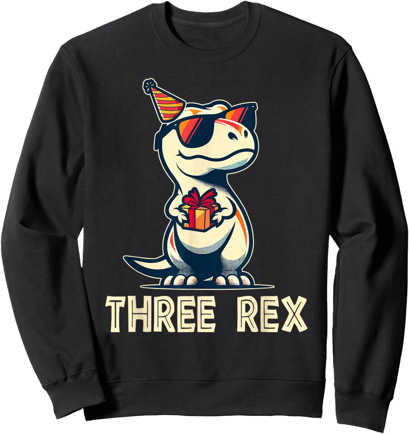 3 Rex Dinosaur 3rd Birthday Boy Girl Three Rex Birthday Sweatshirt - Sweatshirt | Black